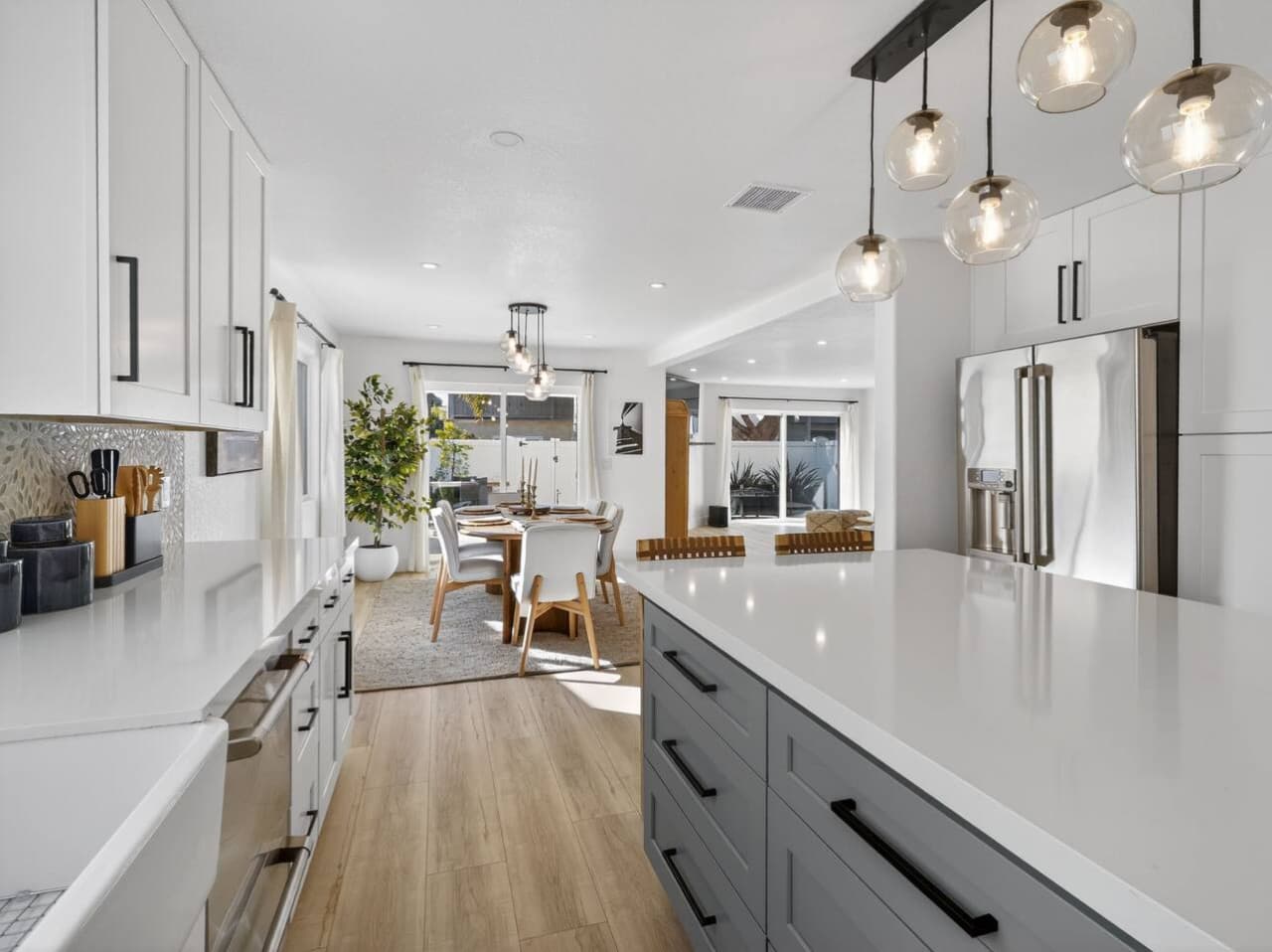 Spacious kitchen island perfect for gathering and entertaining.