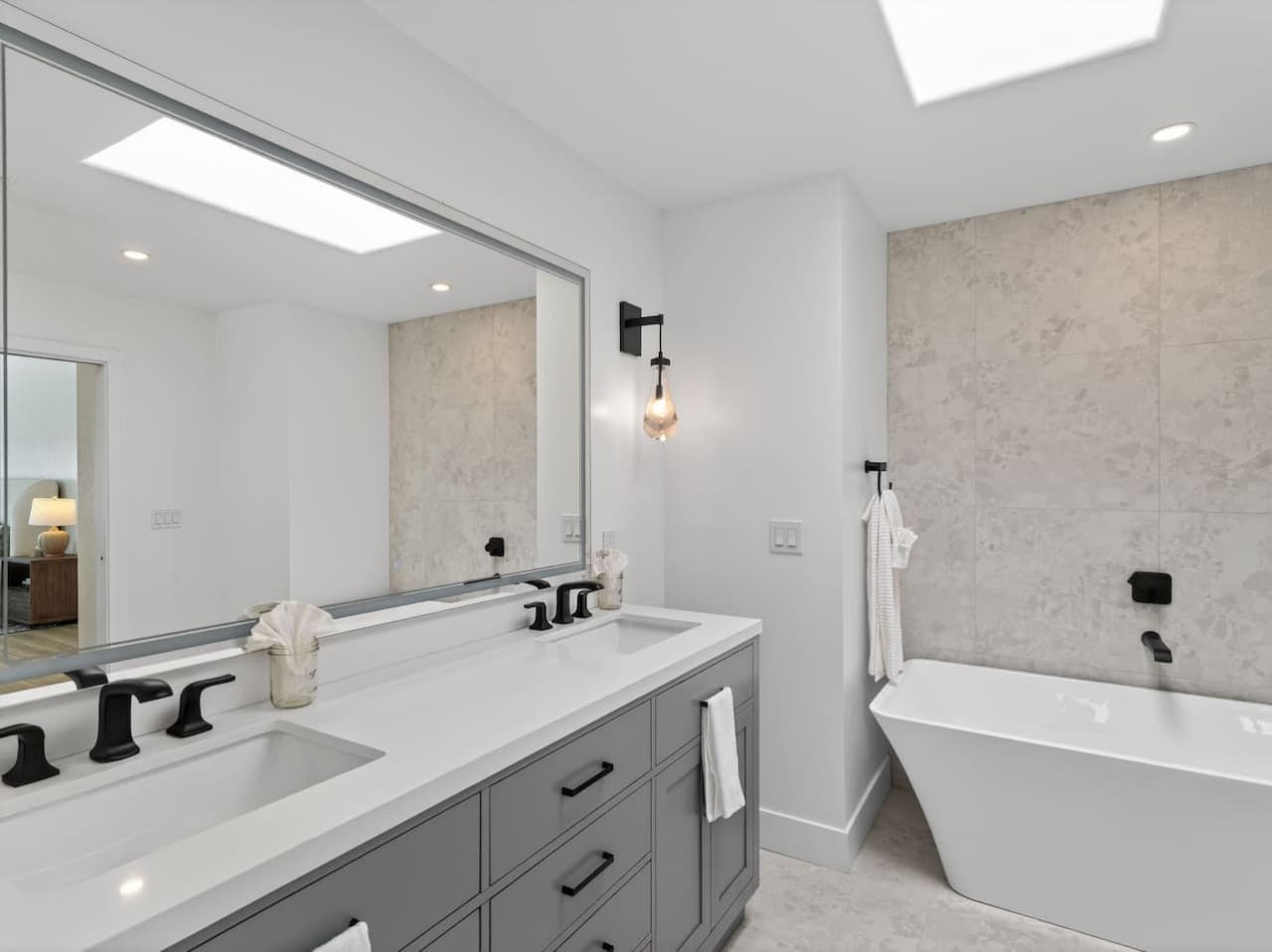 Bright bathroom with modern vanity and clean finishes.