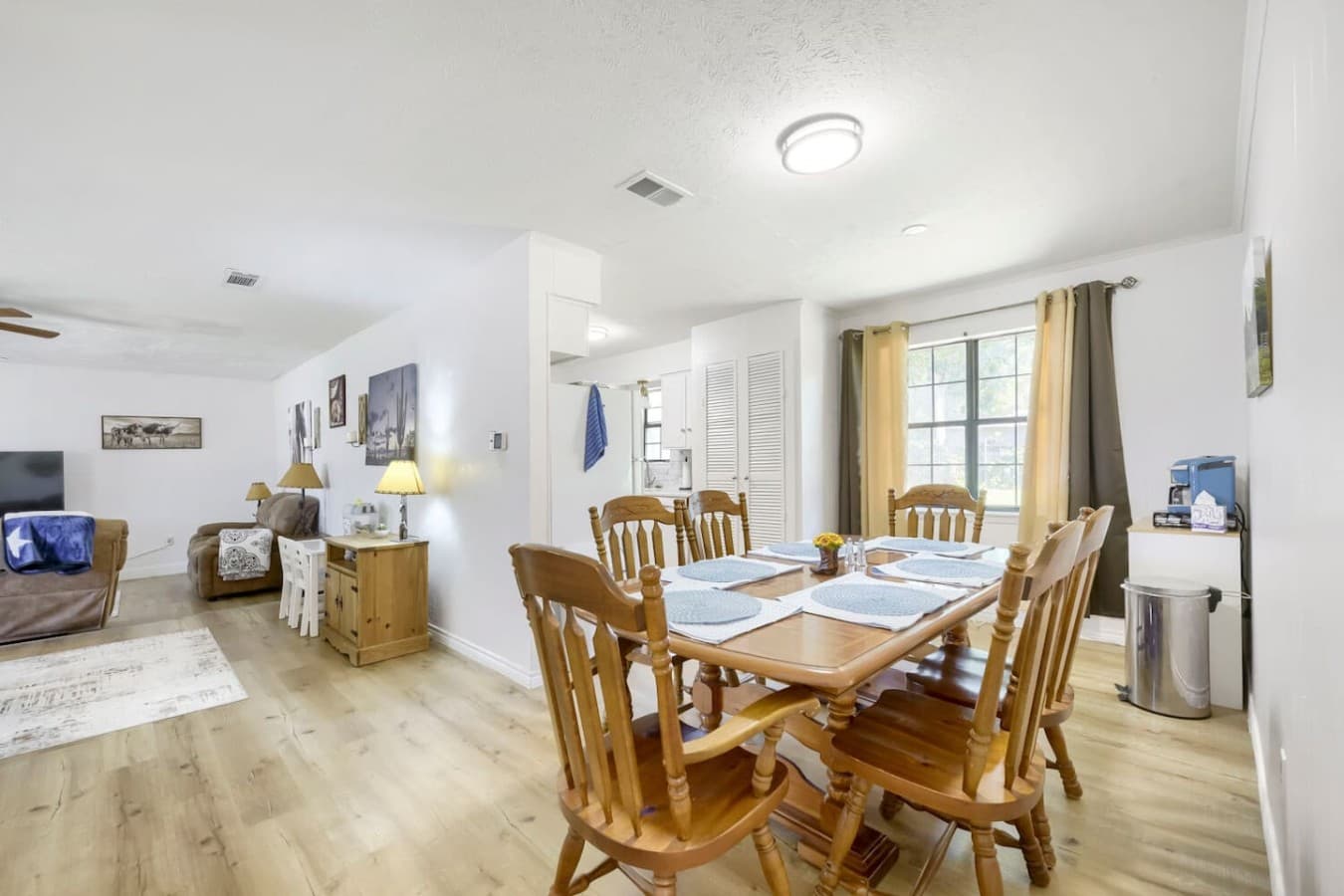 Spacious dining area perfect for family meals and group gatherings.