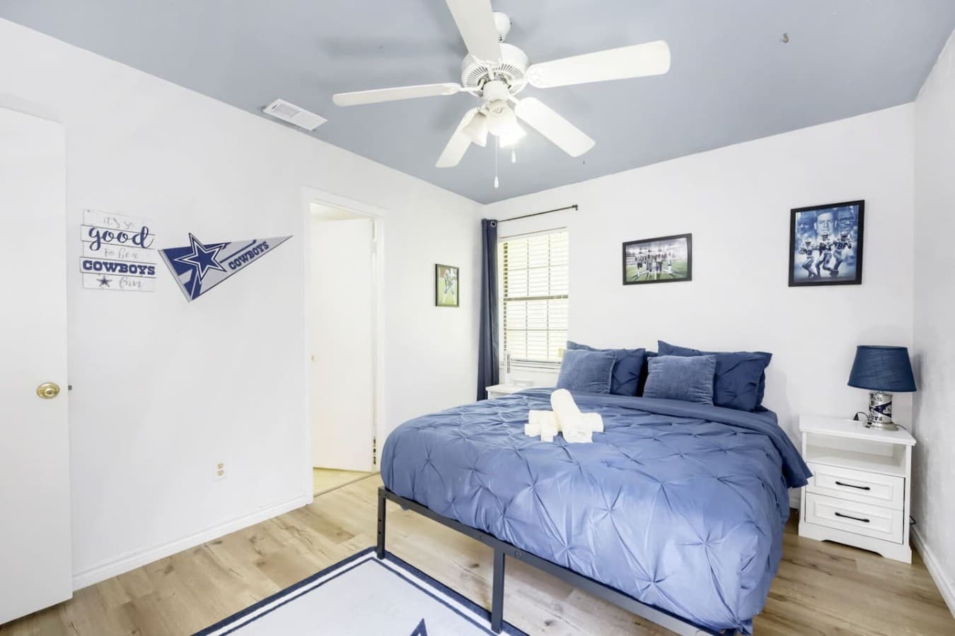 Comfortable bedroom with soft bedding and peaceful space to unwind.