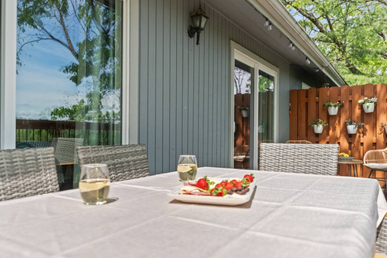 Enjoy a meal in this outdoor dining area.