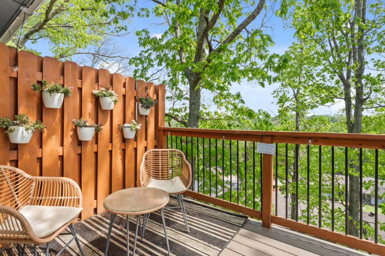 Back deck seating.