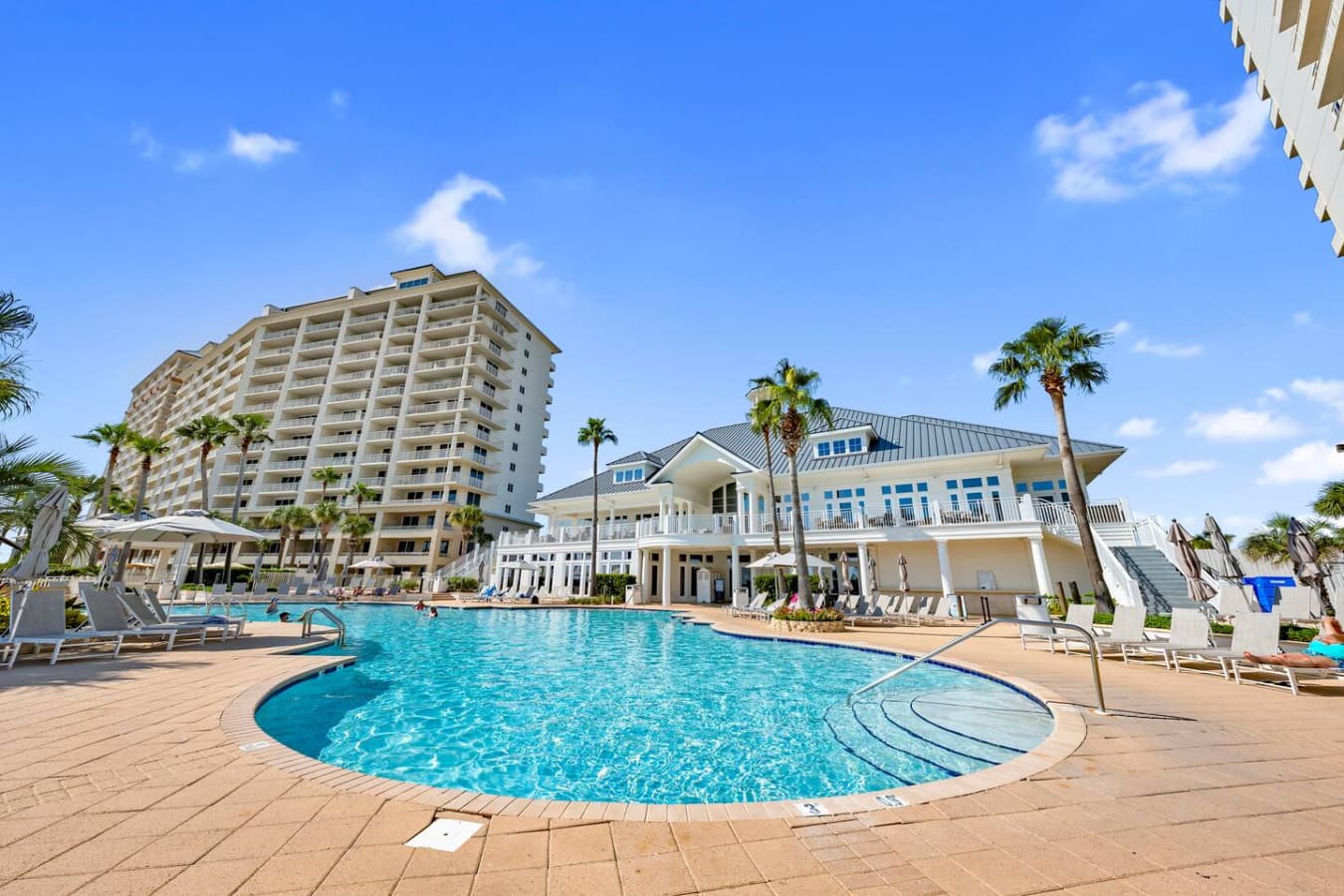 Large outdoor pool with plenty of space to lounge and unwind.