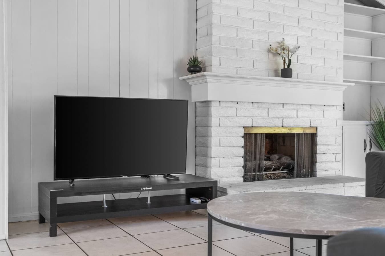 Enjoy a movie in the living room.