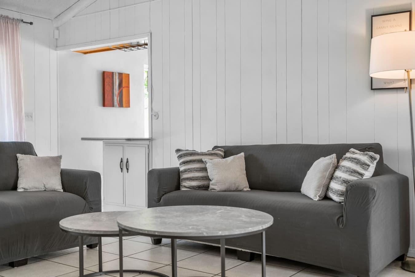 Comfortable couches in the living room.