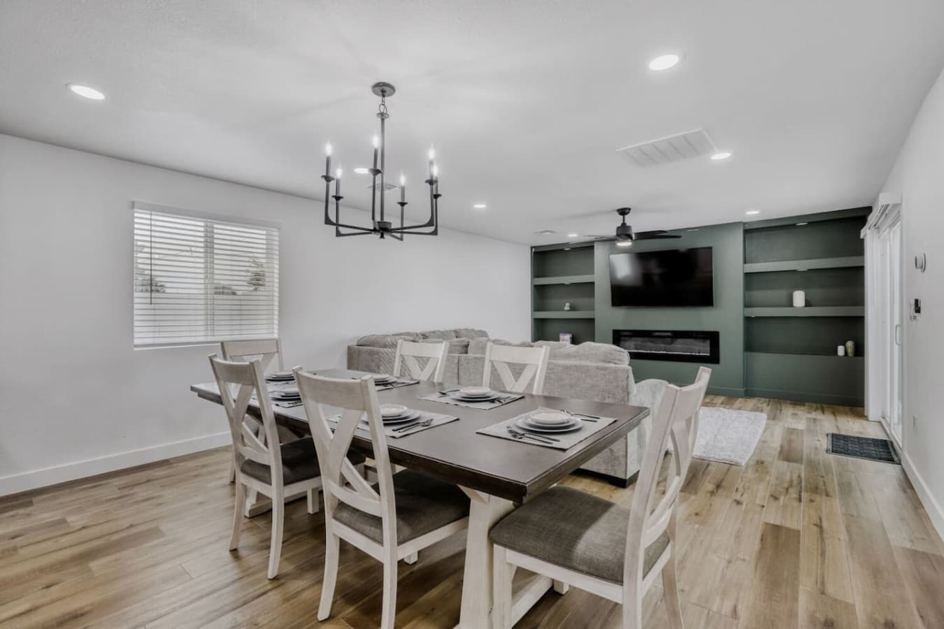 Spacious dining area with open flow to the kitchen.