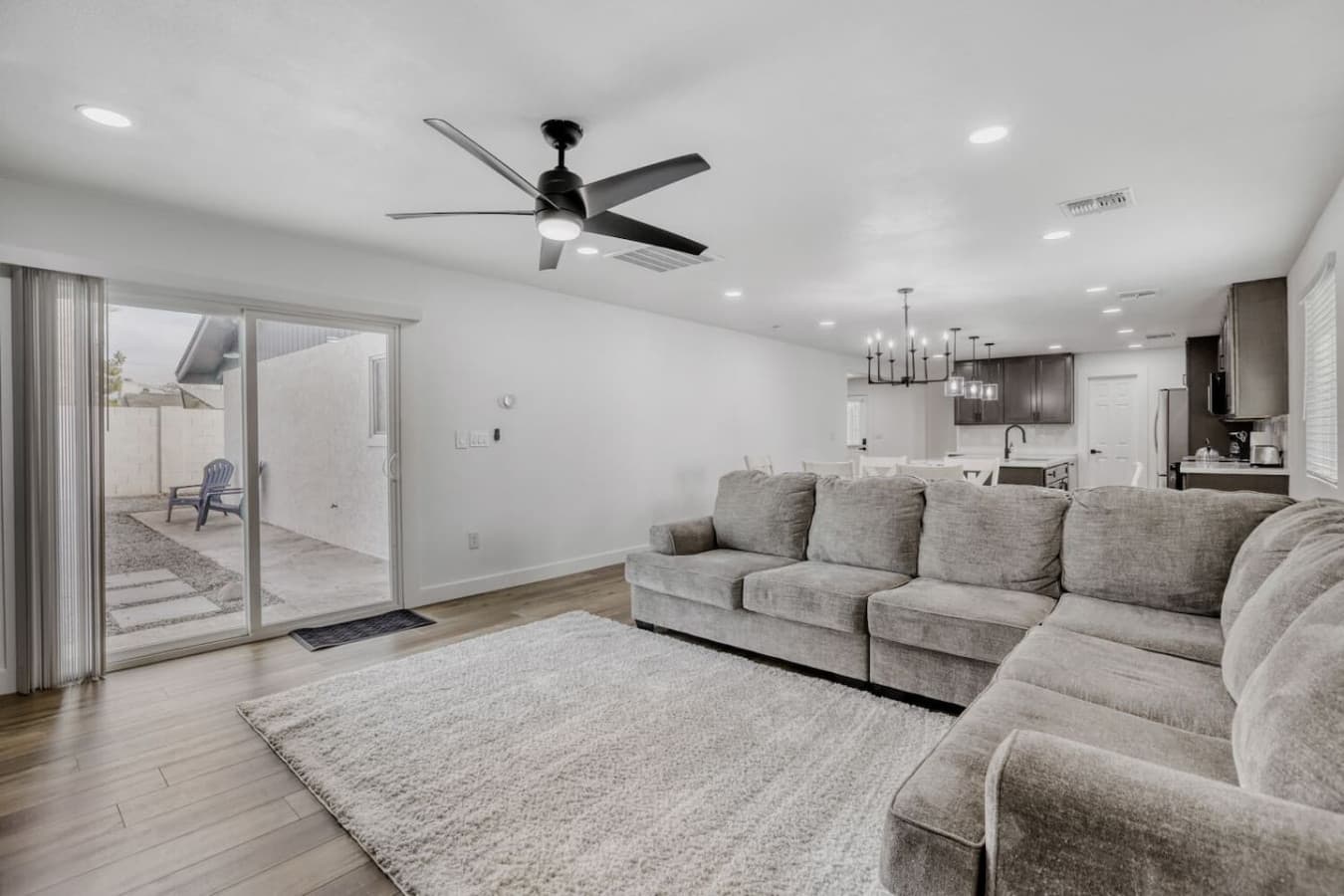 Comfortable living room with large sectional sofa.