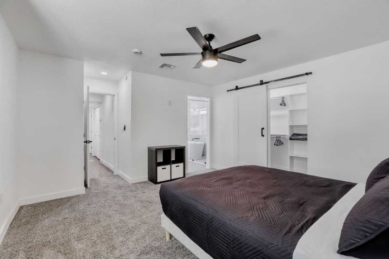 Bedroom with additional space and storage.
