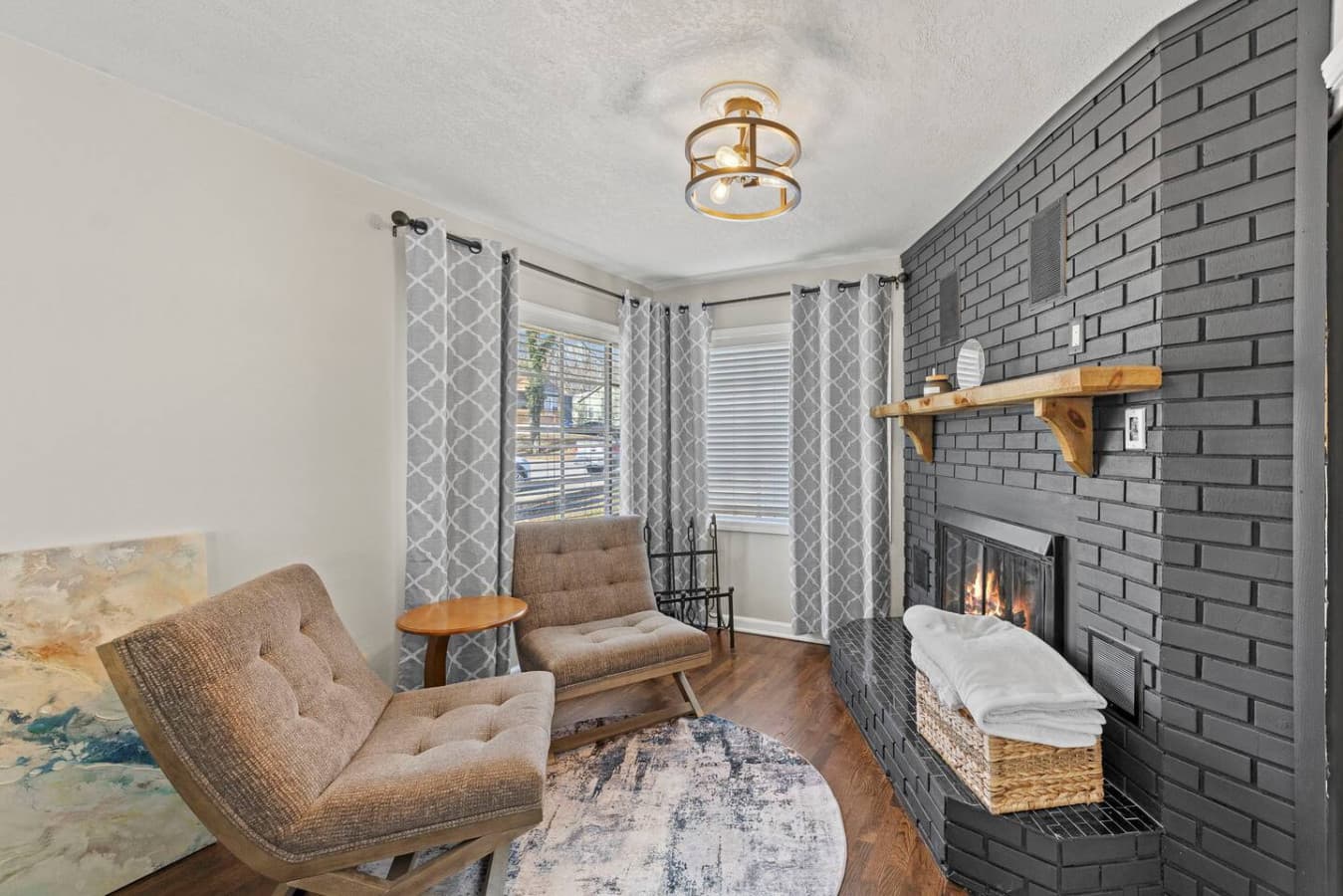 Corner nook with inviting chairs for quiet mornings or evening wind down.
