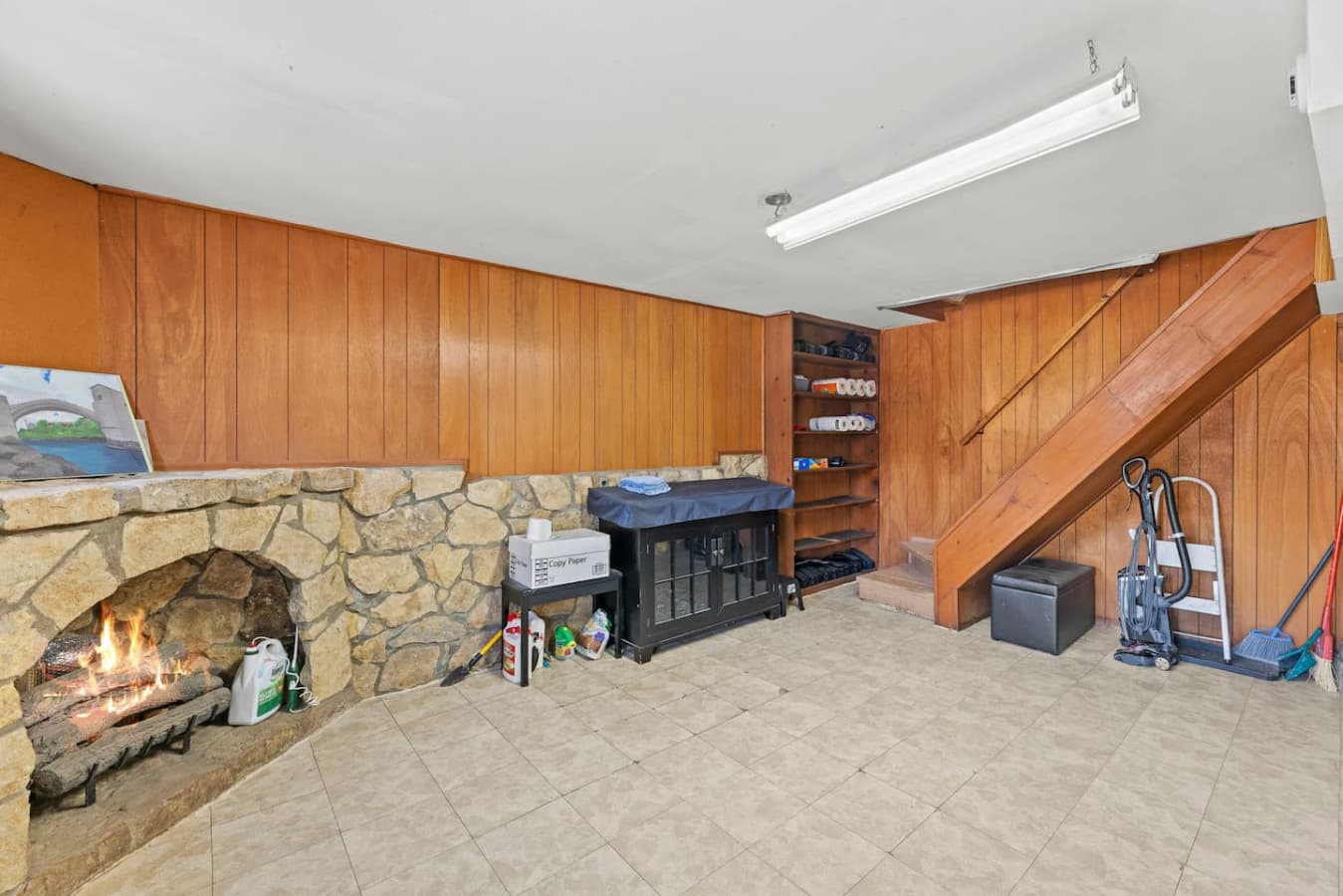 Comfortable flex space with built in storage and character rich details.
