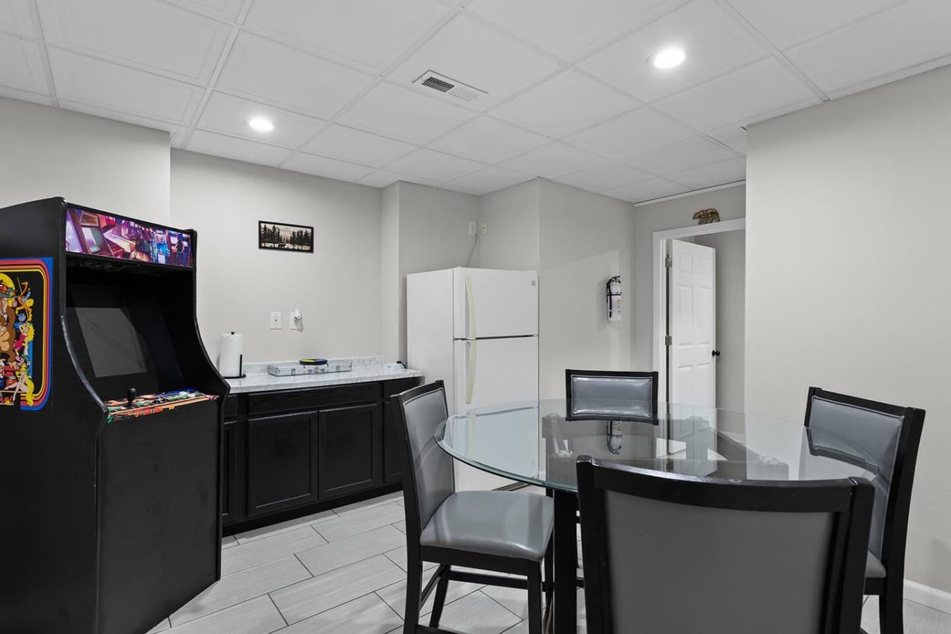 Kitchenette and dining area with extra space for snacks, drinks, and casual meals.