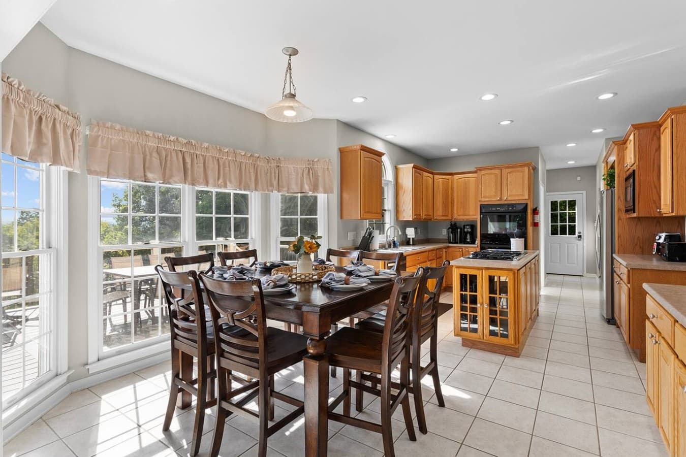 Large dining space with plenty of seating for shared meals and gatherings.