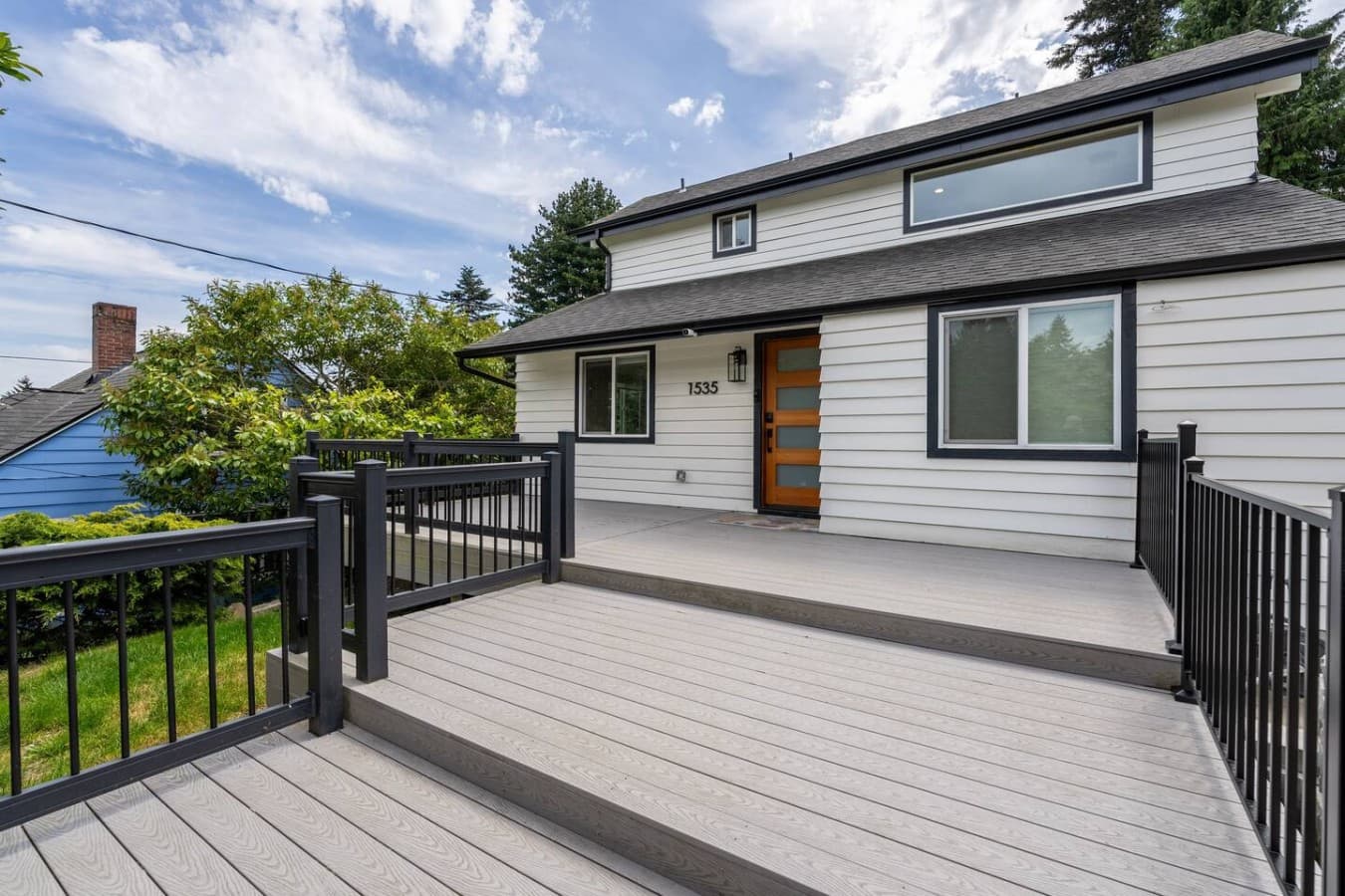 Spacious outdoor deck with plenty of room for relaxing, dining, and enjoying the fresh air.