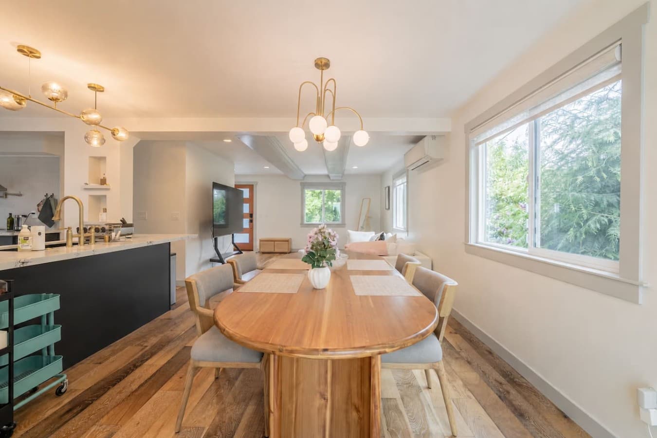 Warm and inviting dining area with seating for shared meals, game nights, and memorable gatherings.