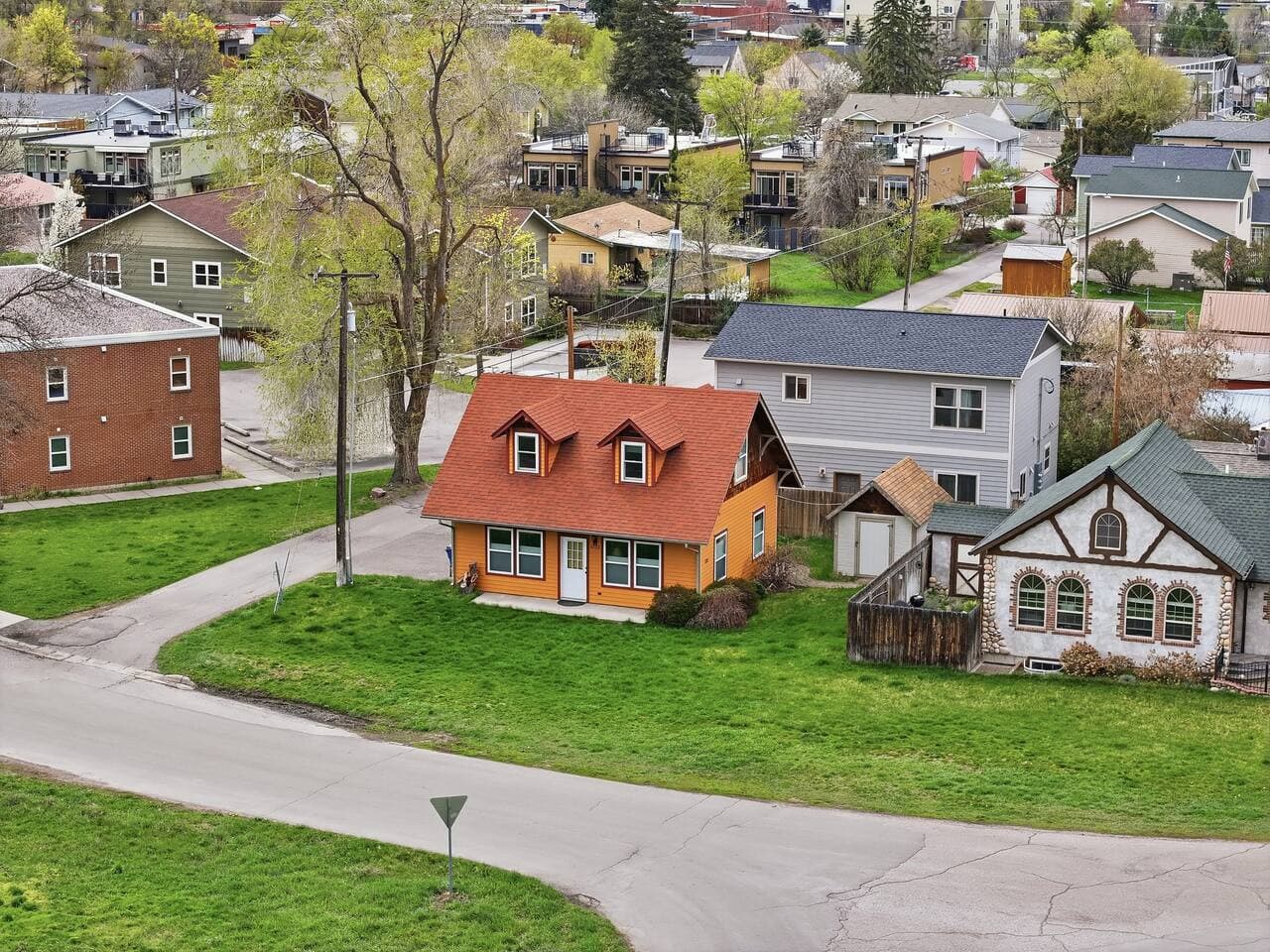 Quiet neighborhood setting with scenic surroundings.