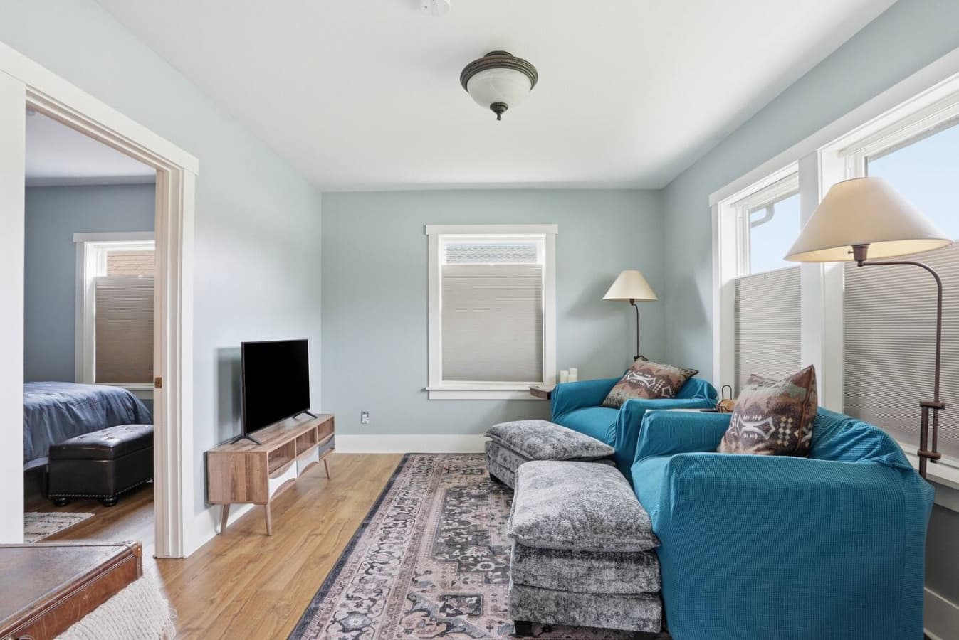 Relaxing living room setup perfect for unwinding after a day out.