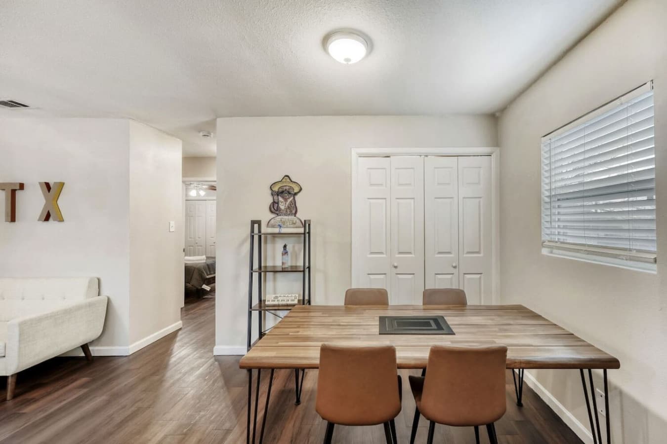 Dining table set for shared meals.