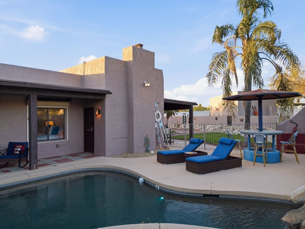 Poolside loungers perfect for soaking up the sun.