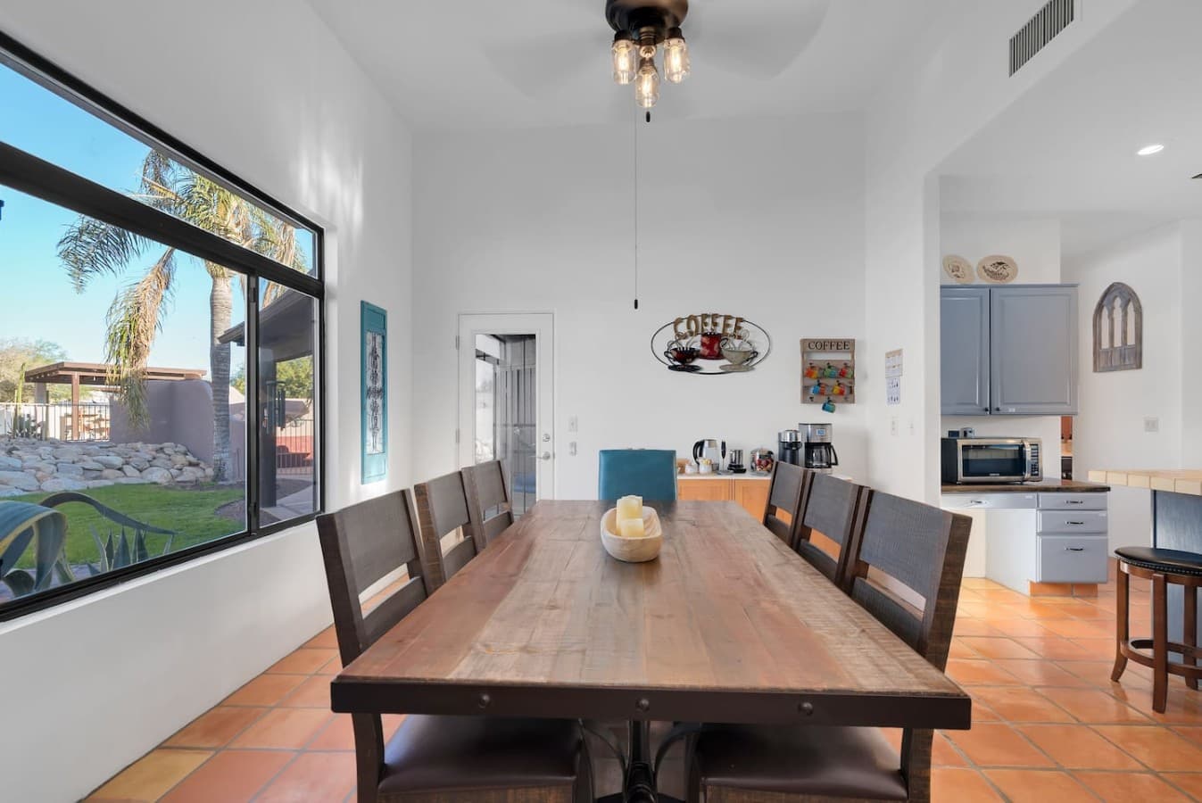 Large dining table perfect for group meals and shared moments.
