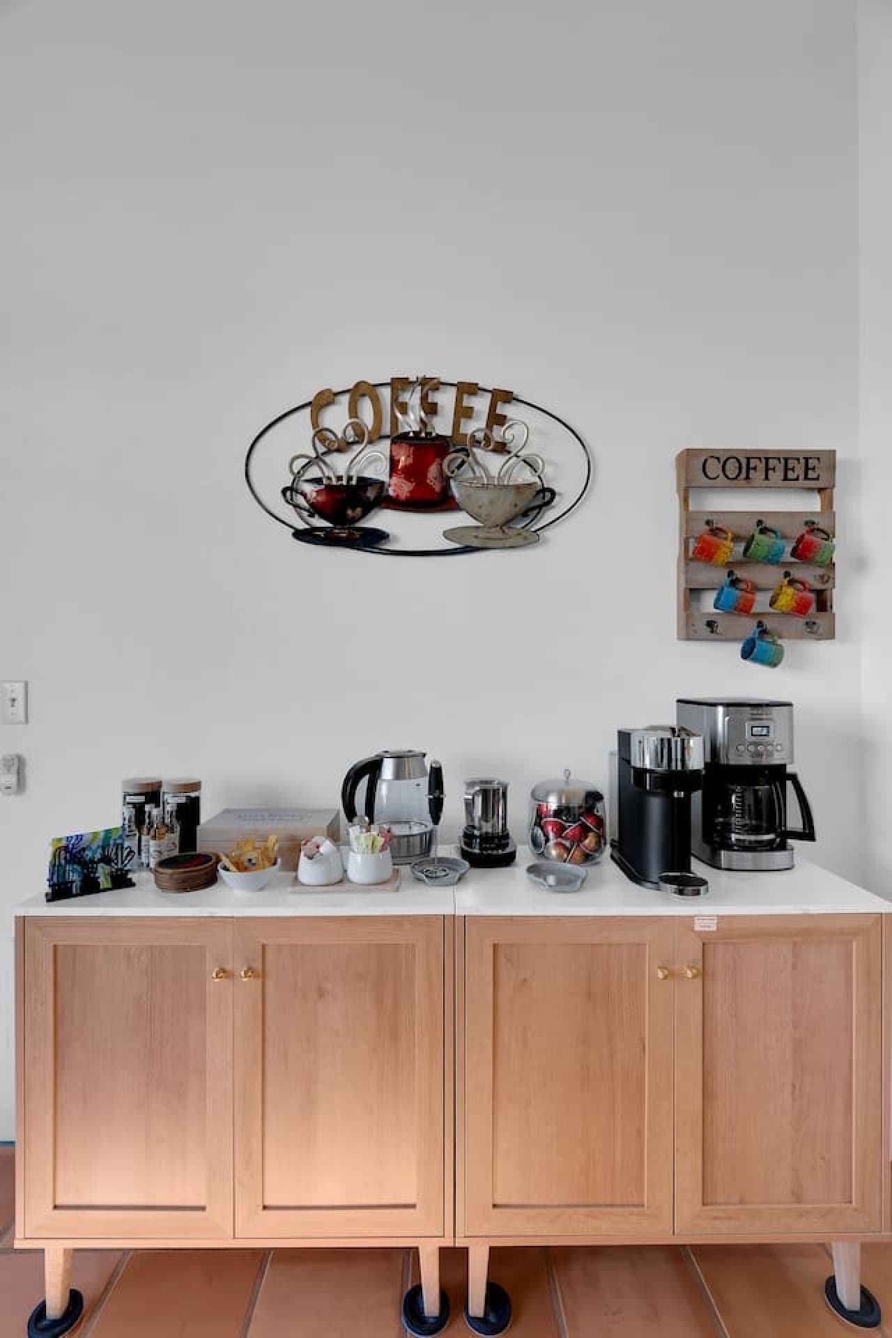 Coffee station with everything you need to start your morning.