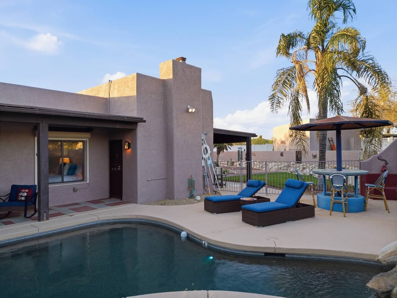 Poolside loungers perfect for soaking up the sun.