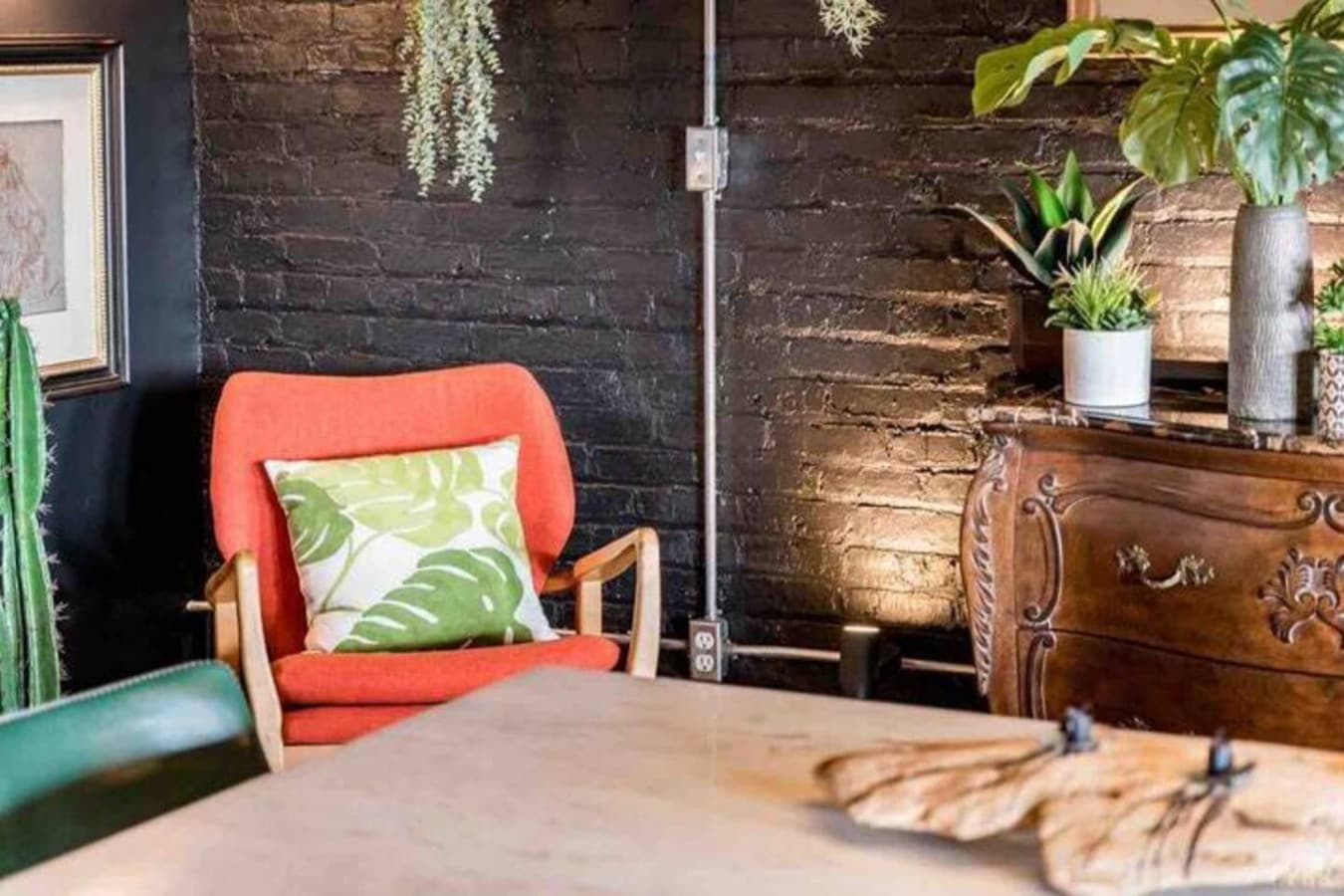 Cozy seating nook with warm textures and modern accents.