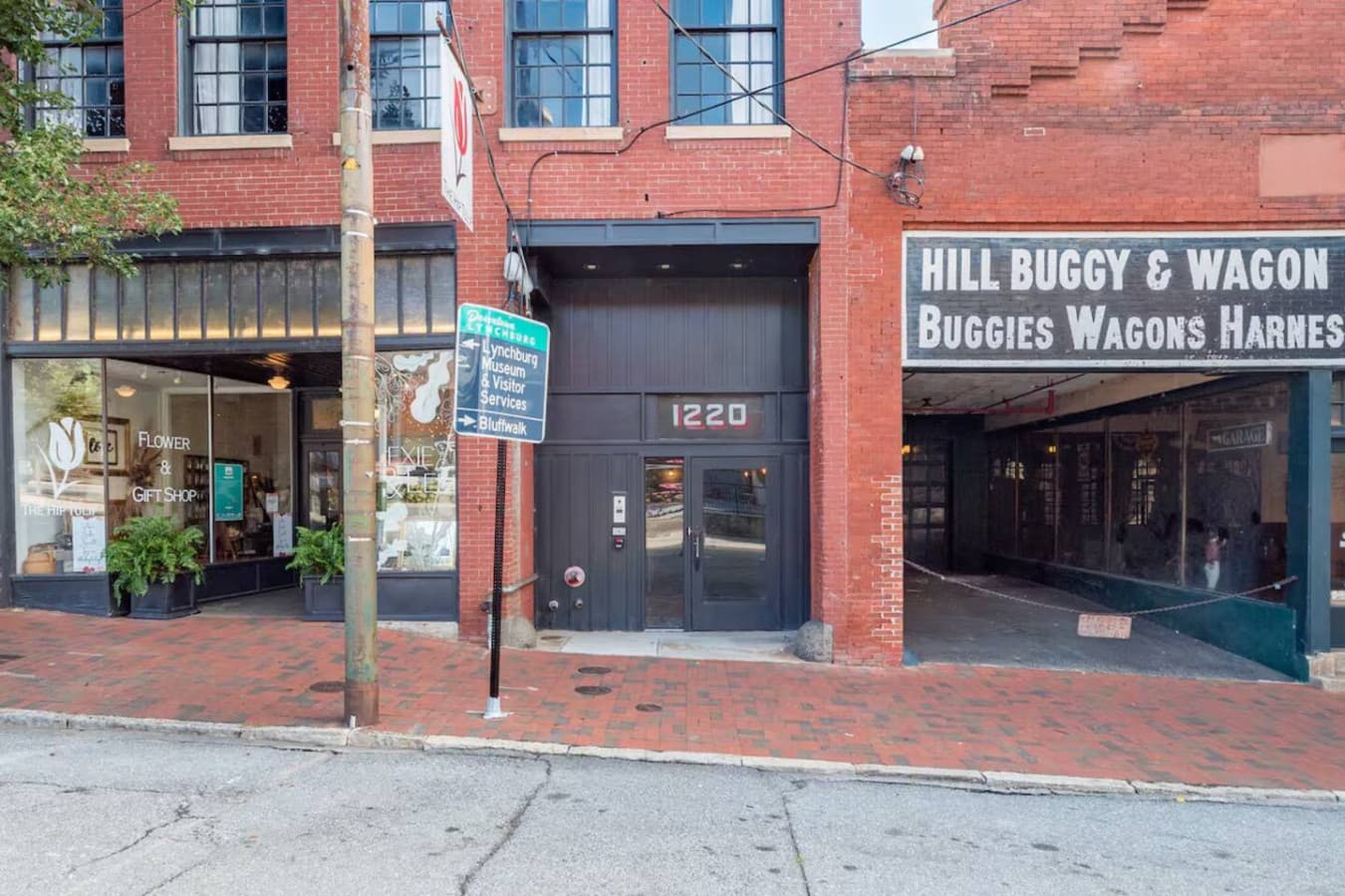 Street level entrance with clear building signage.