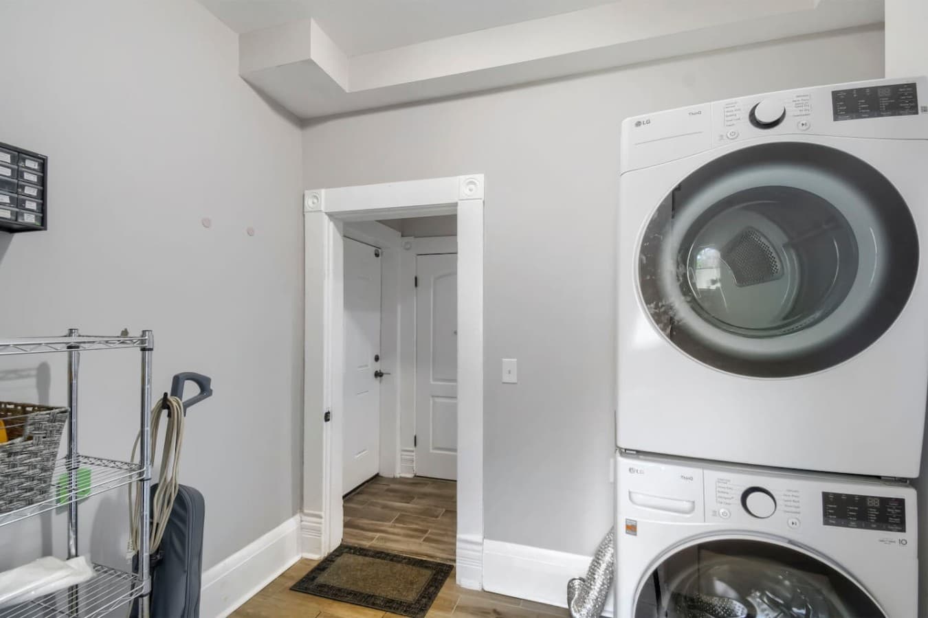 In home washer and dryer make it easy to keep up with laundry during extended stays.