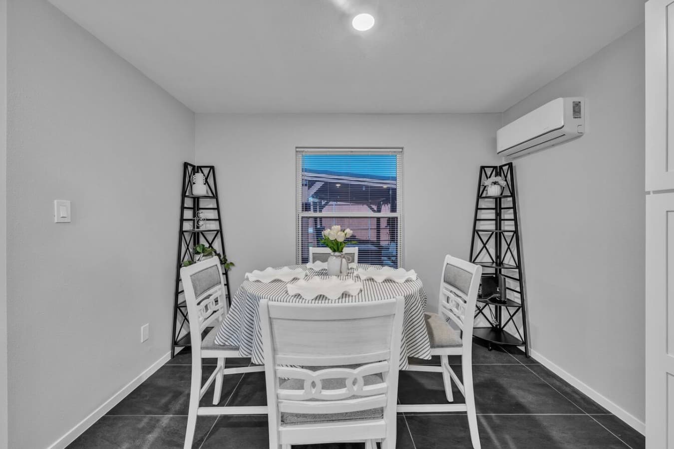 Gather around the table for family dinners, game nights, or morning coffee in a cozy setting.