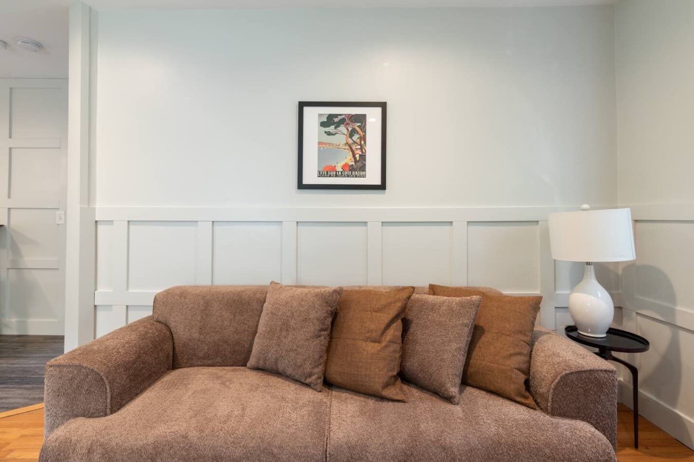 Cozy sectional sofa perfect for relaxing after a day of exploring.