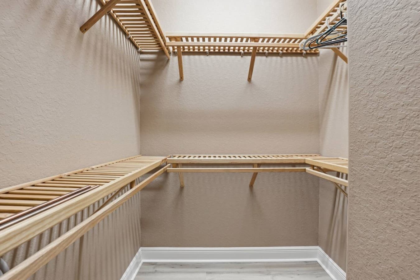 Large walk in closet with plenty of storage space for extended stays.