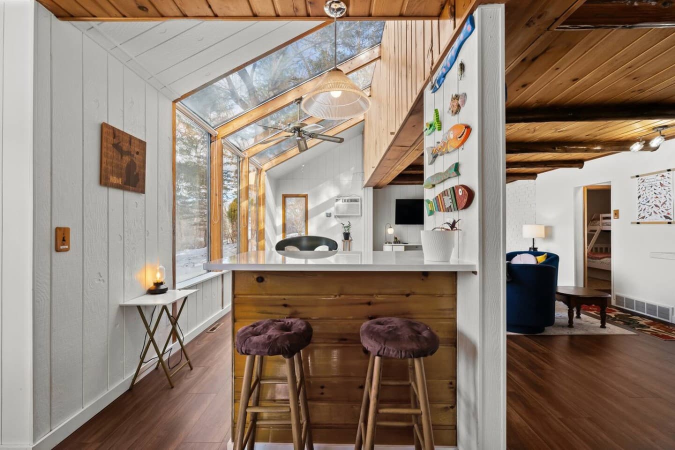 Breakfast bar with seating and a cozy open layout.