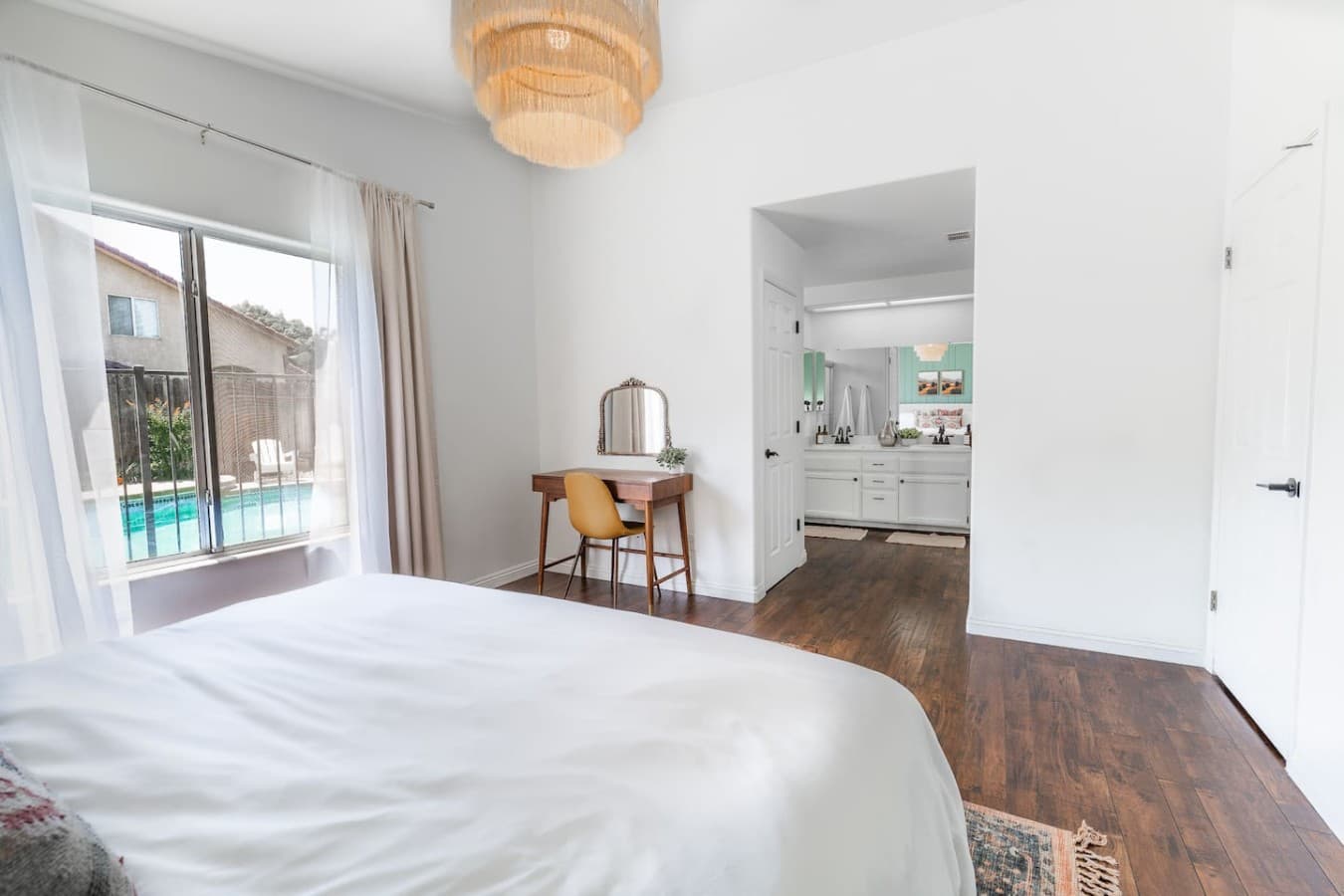 Private bedroom workspace perfect for remote work or planning your day.