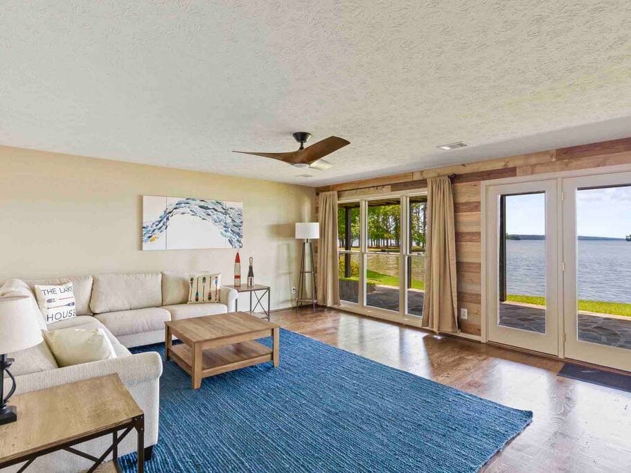 Basement living room with King+ sofa bed
