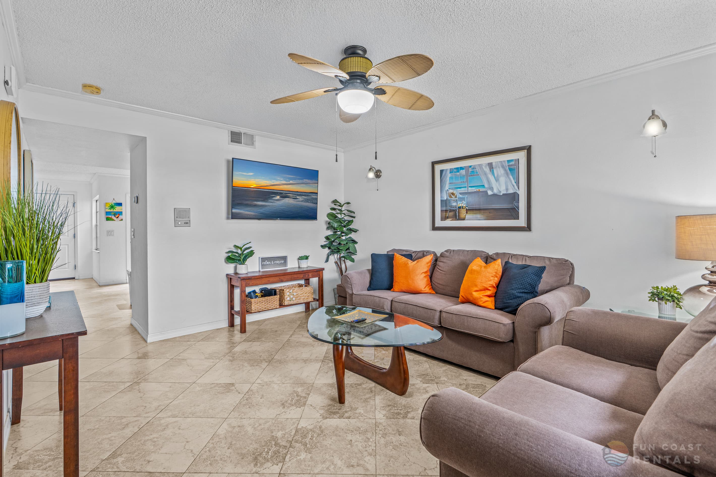 Spacious Living Room with Smart TV