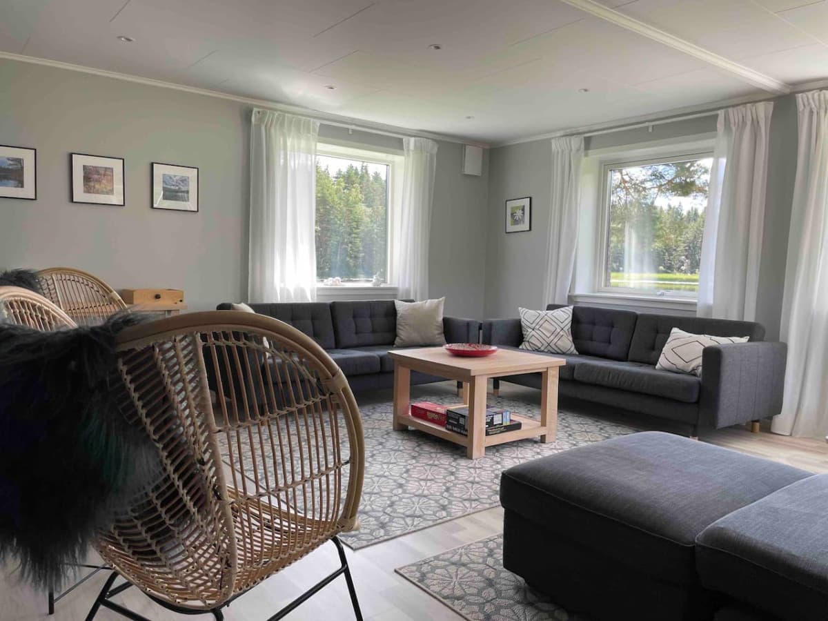 Lakefront building lounge room