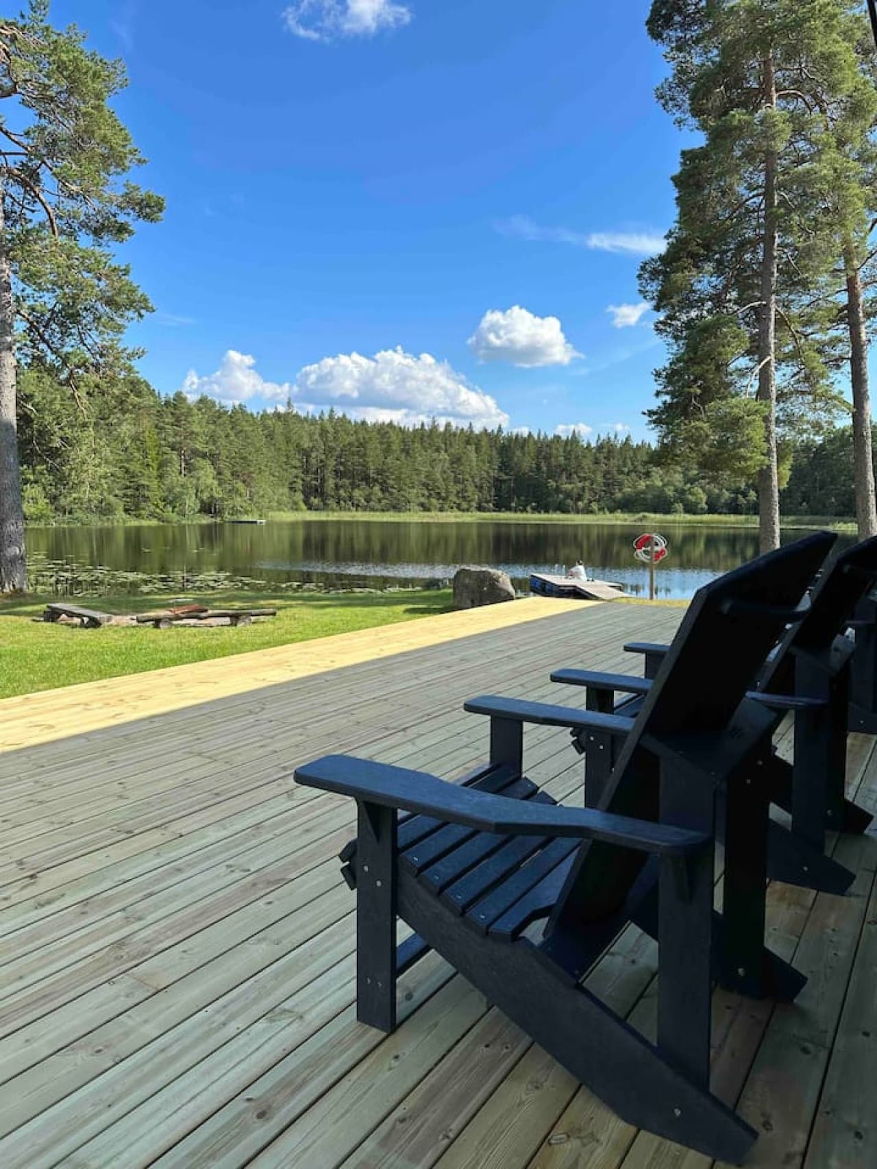 Lounge chairs overlooking the lake