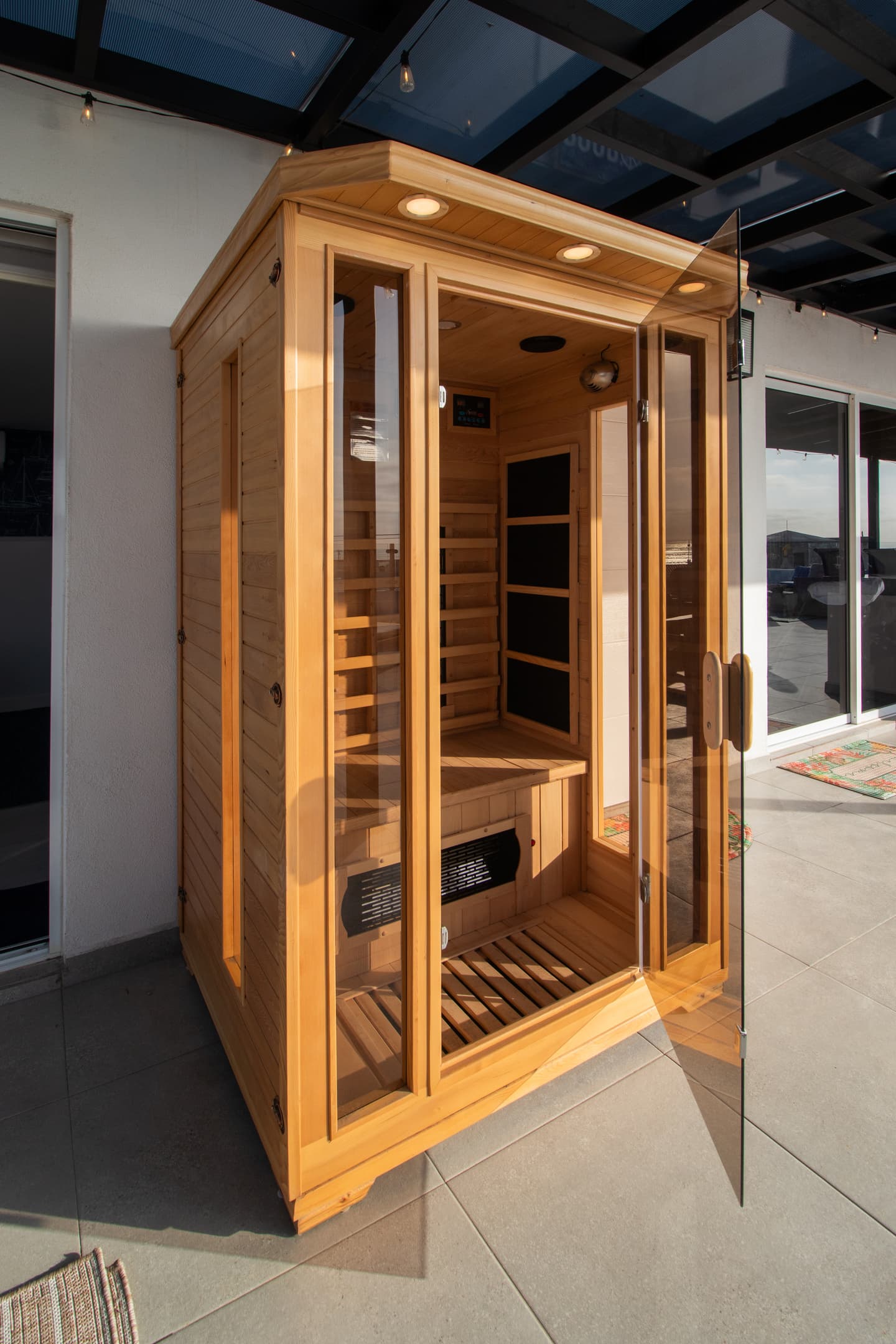 Unwind in your private infrared sauna after a day at the beach or wineries