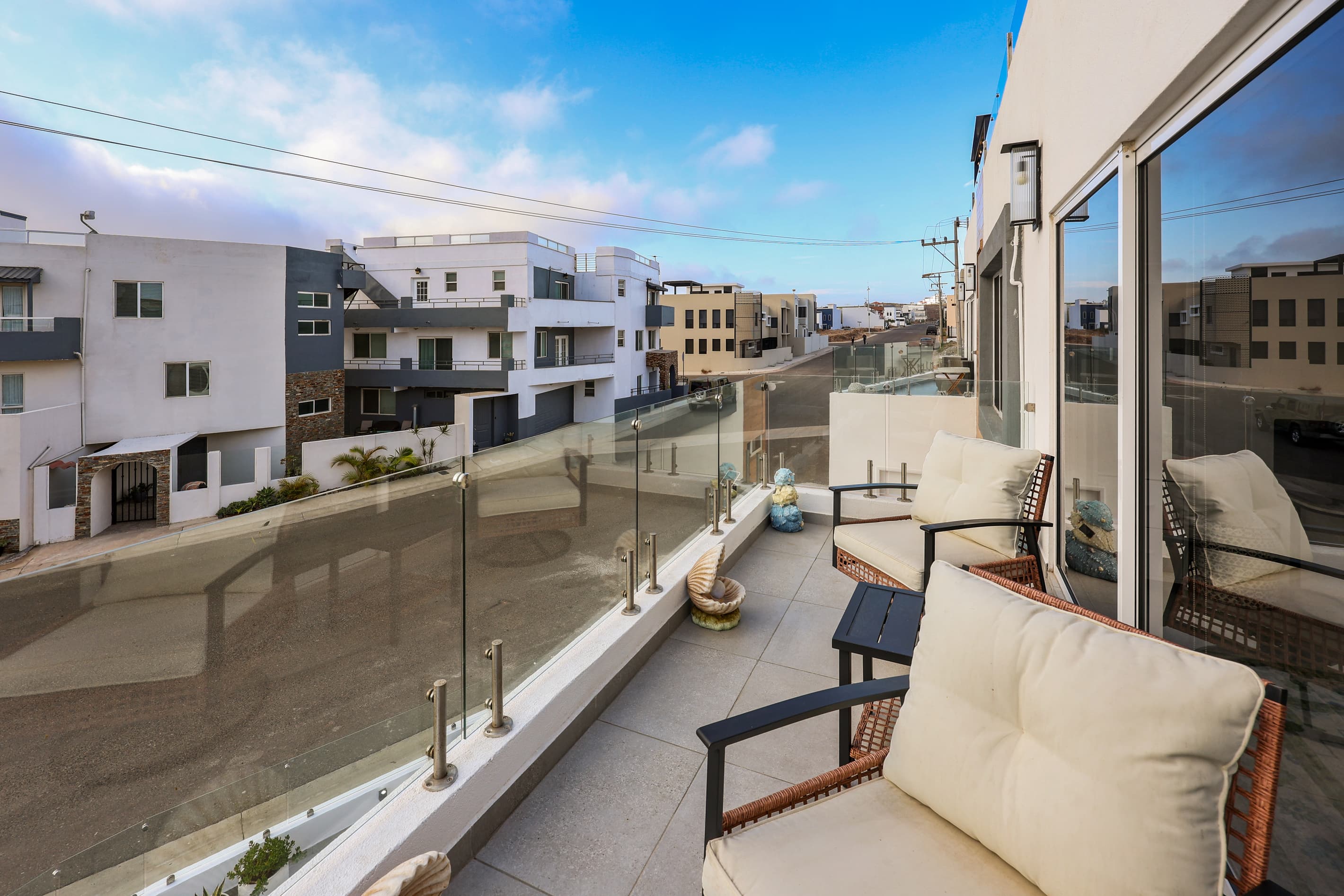Step outside the movie room onto the private second-floor balcony