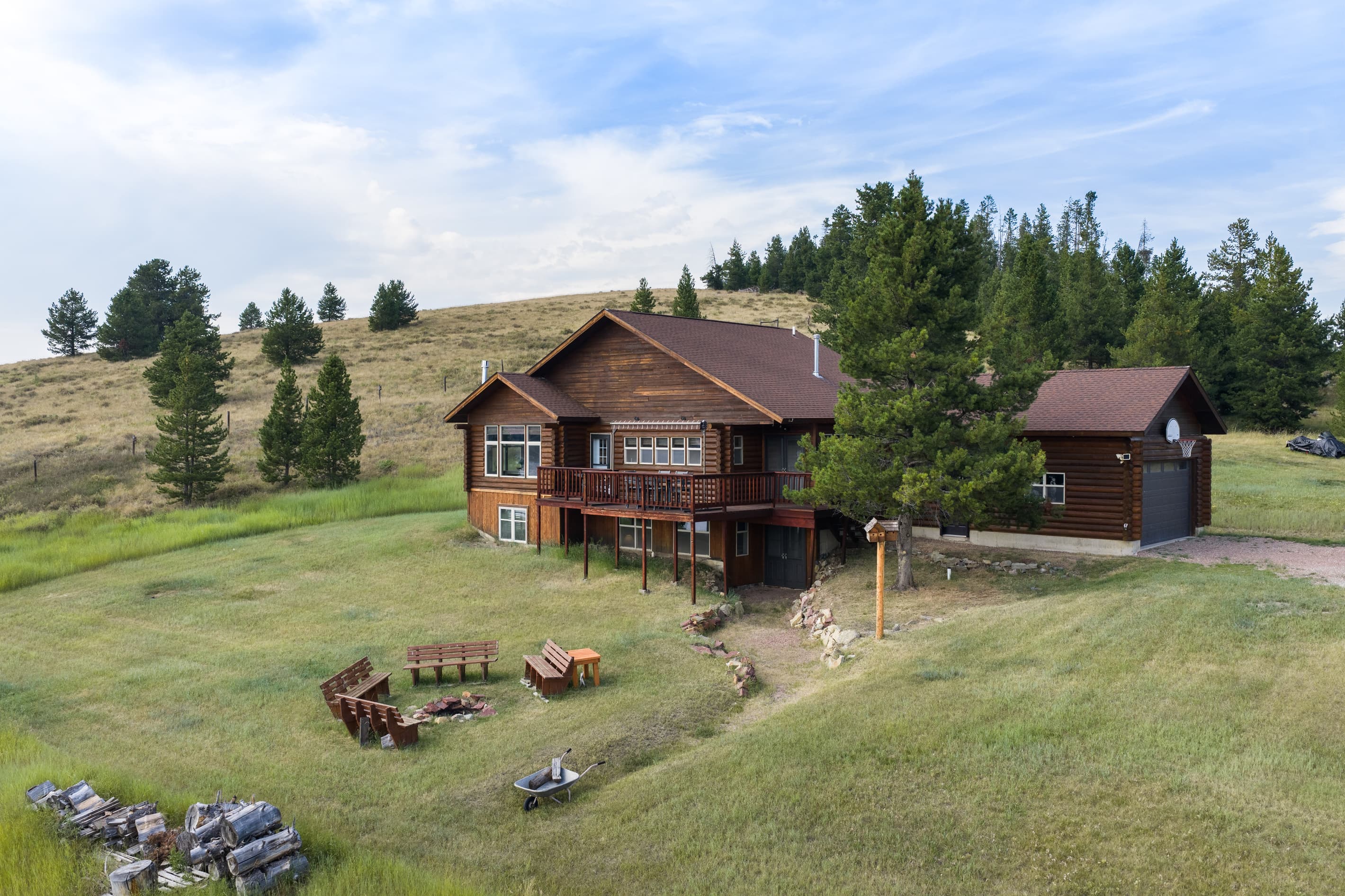 Home overlooking the lake with fire pit