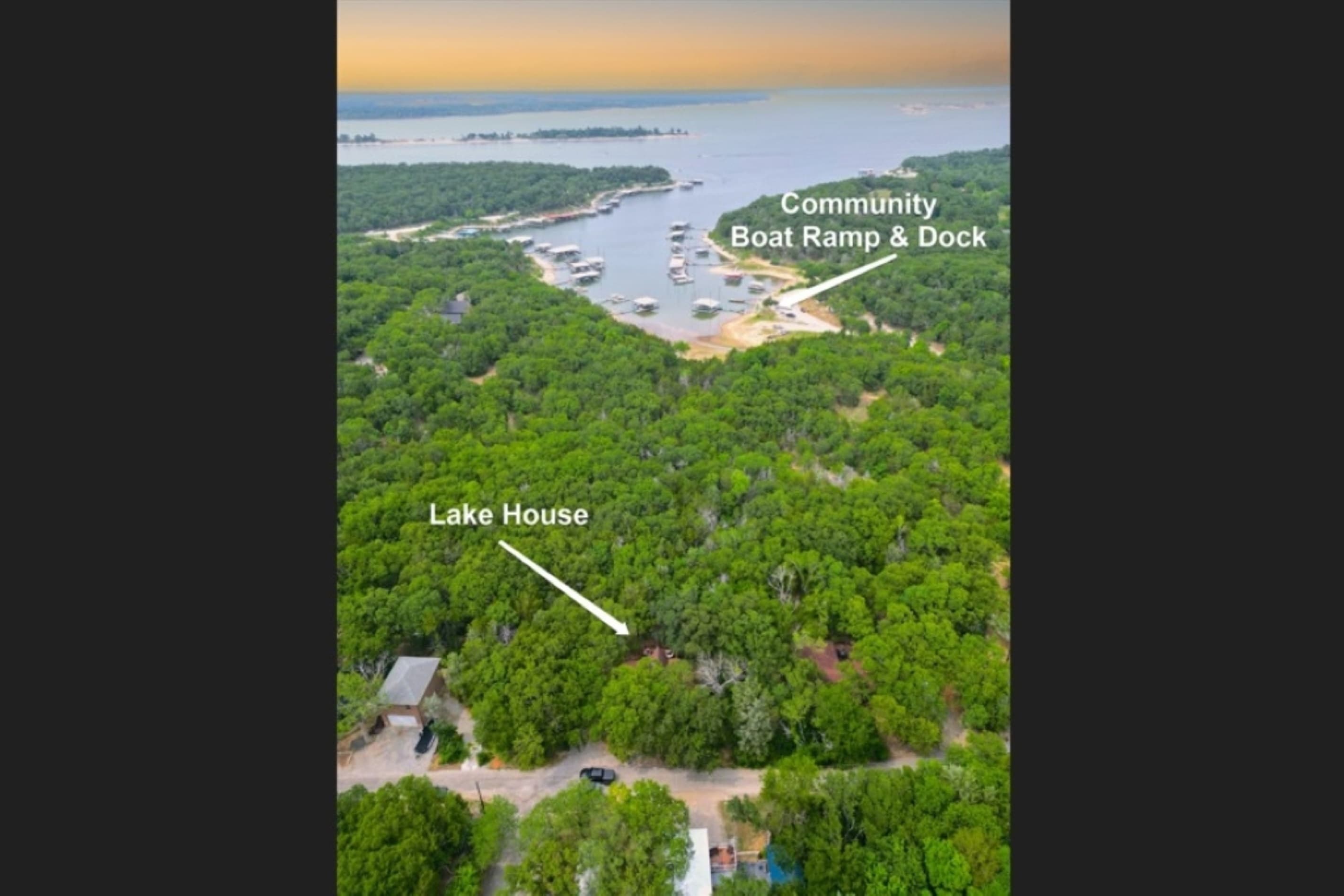 Arial View of the Property & Neighborhood Lake Access | 10+ Acres Wooded Area with Hiking Trails On-Site | Walk to Lake Overlook (0.1 mile)