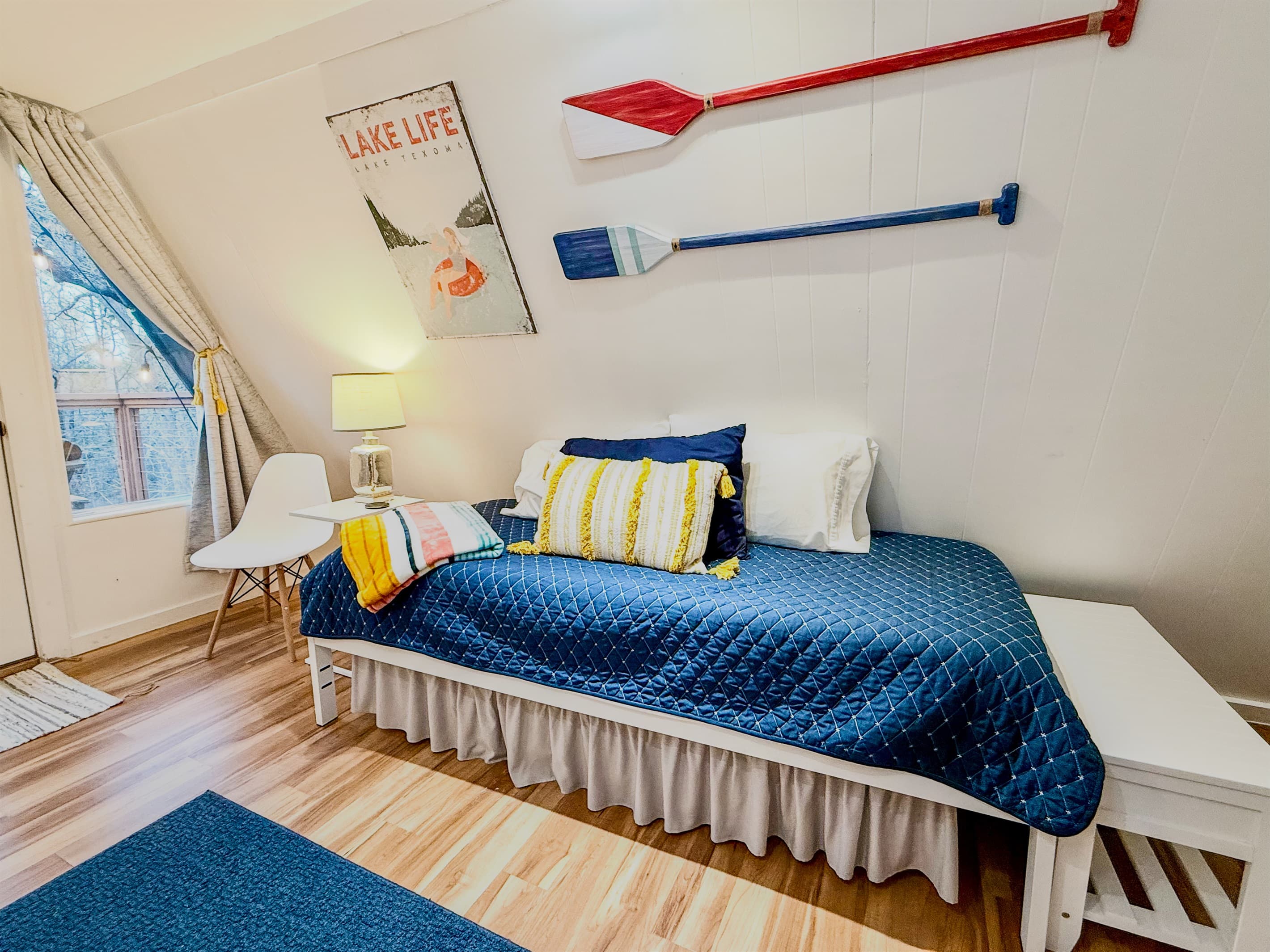 Upstairs Bedroom | 2 Twin XL Beds | Balcony | Closet Available for Guest Use