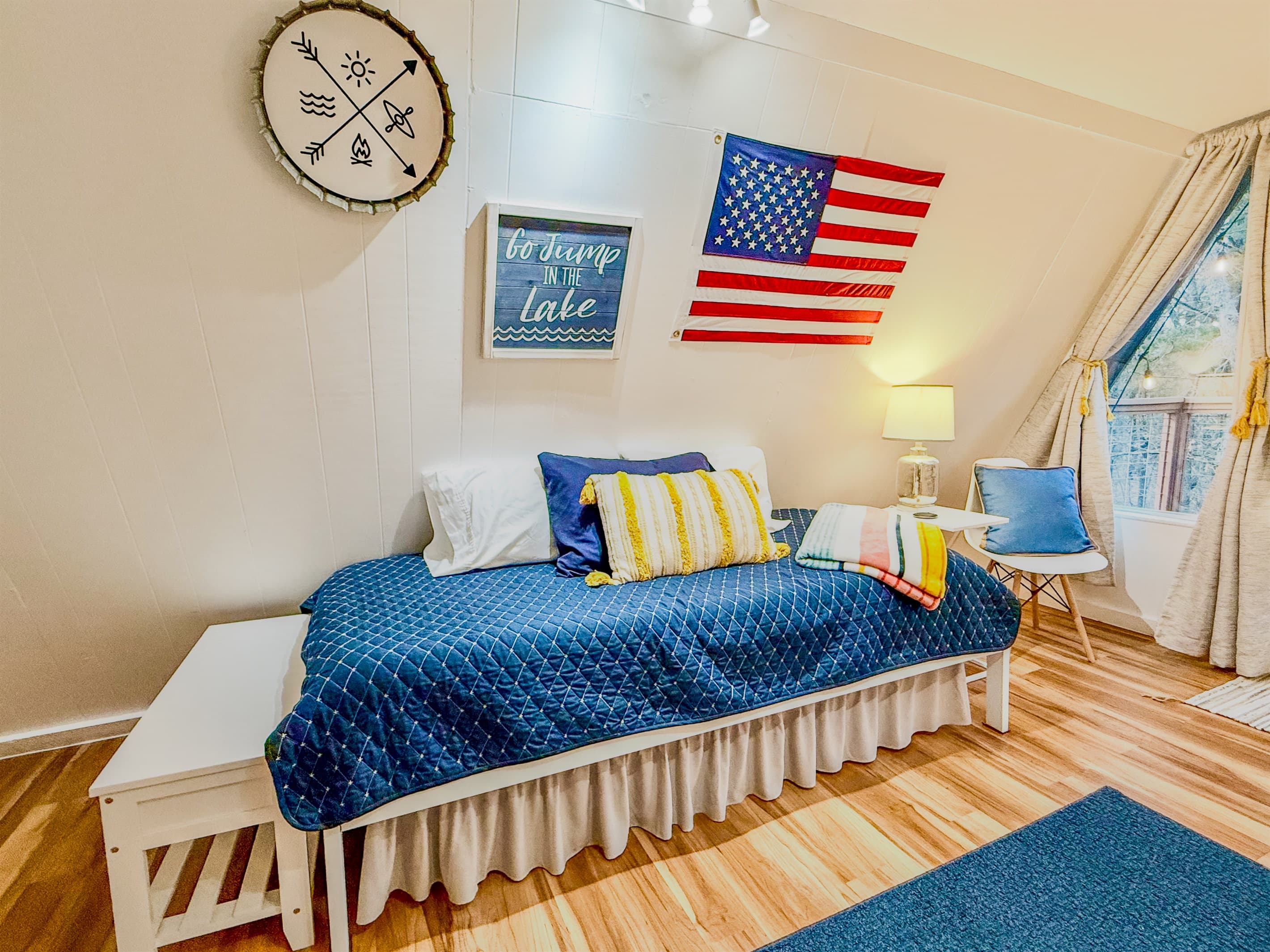 Upstairs Bedroom | 2 Twin XL Beds | Balcony | Closet Available for Guest Use