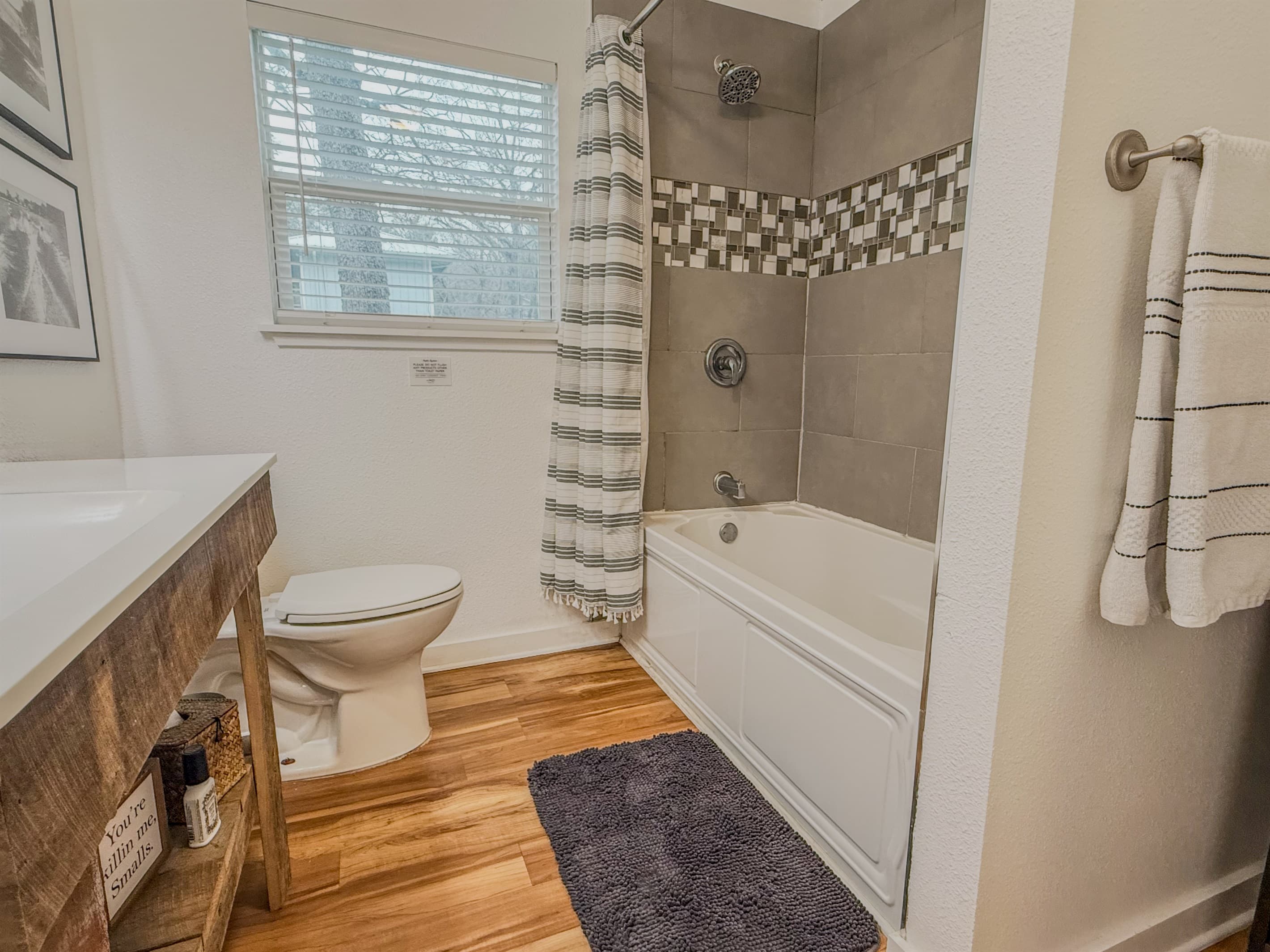 Main Bathroom | Shower & Bathtub | Ginger Lily Farms Botanicals Shampoo, Conditioner, Body Wash, Hand Soap & Lotion Provided