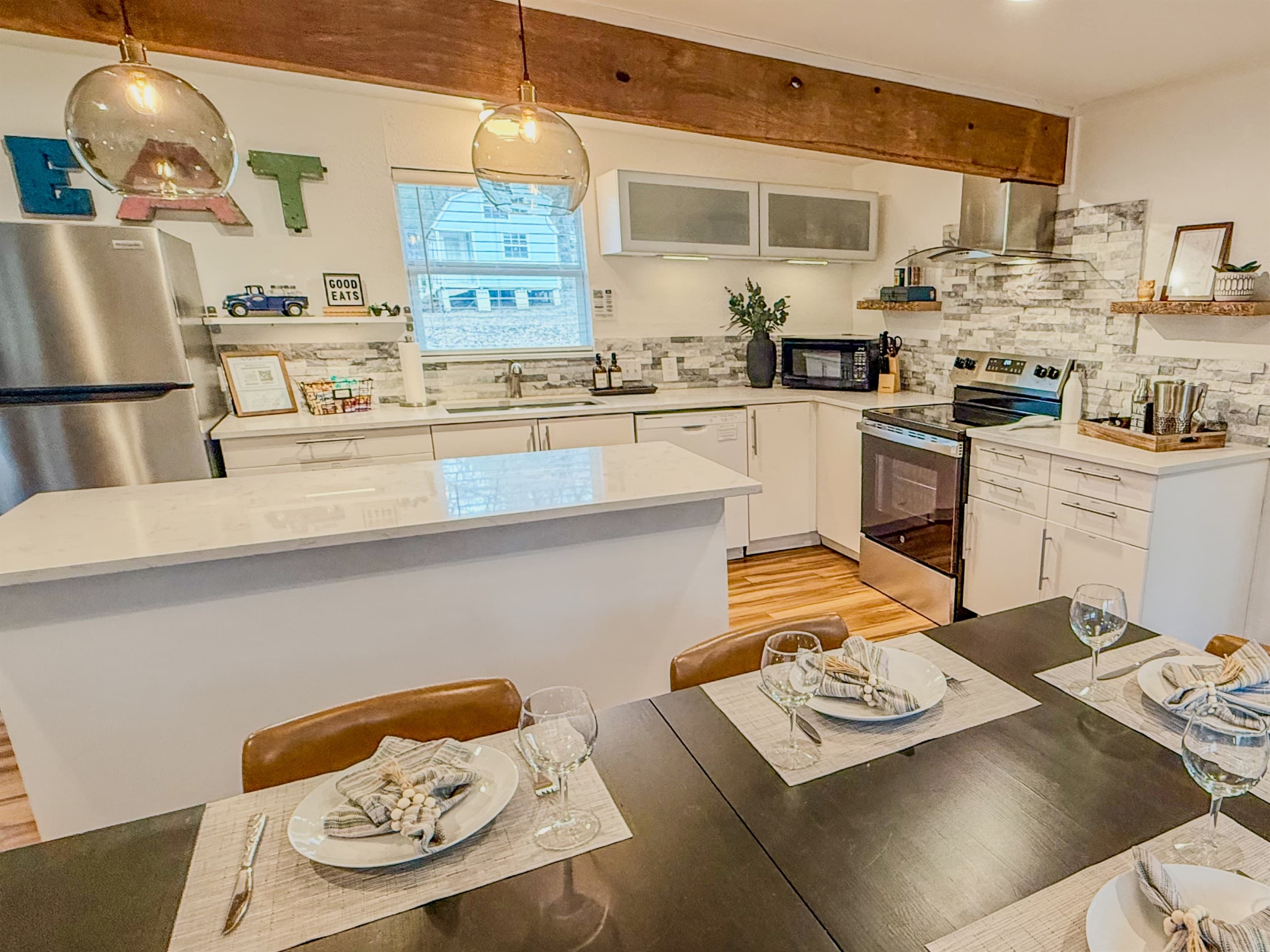 Seating and Full Serviceware for 6 people | Kitchen Fully Stock with Cookware, etc.