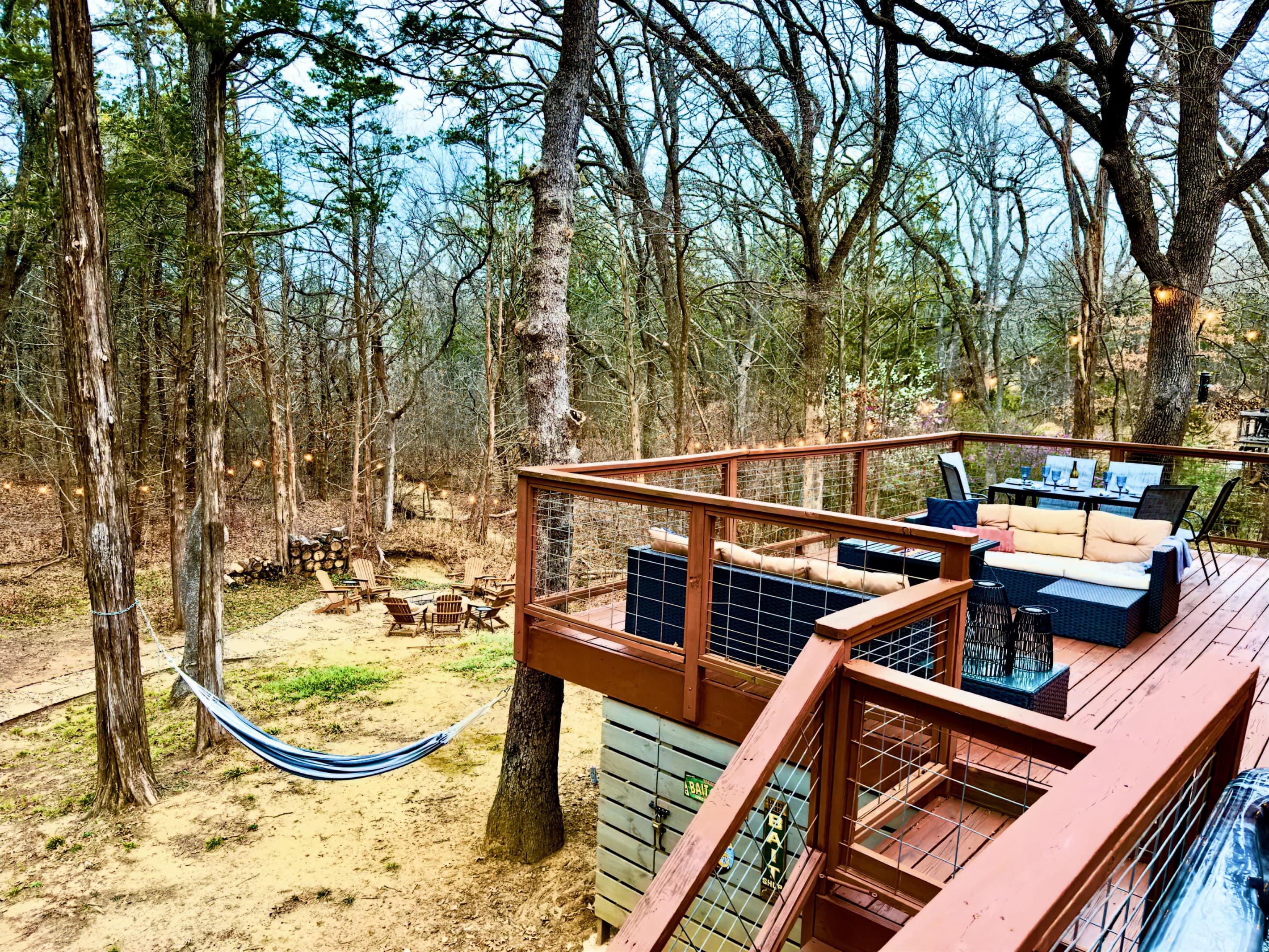 View of Deck and Backyard | Hammock | Firepit