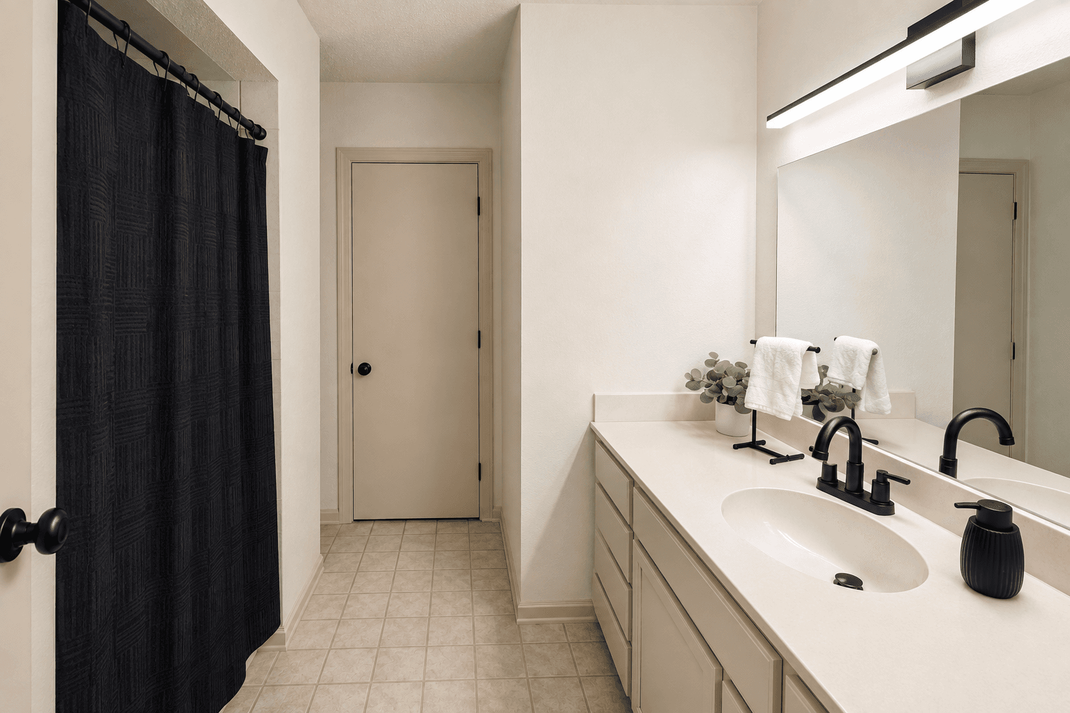 Full bathroom vanity with generous counter space.