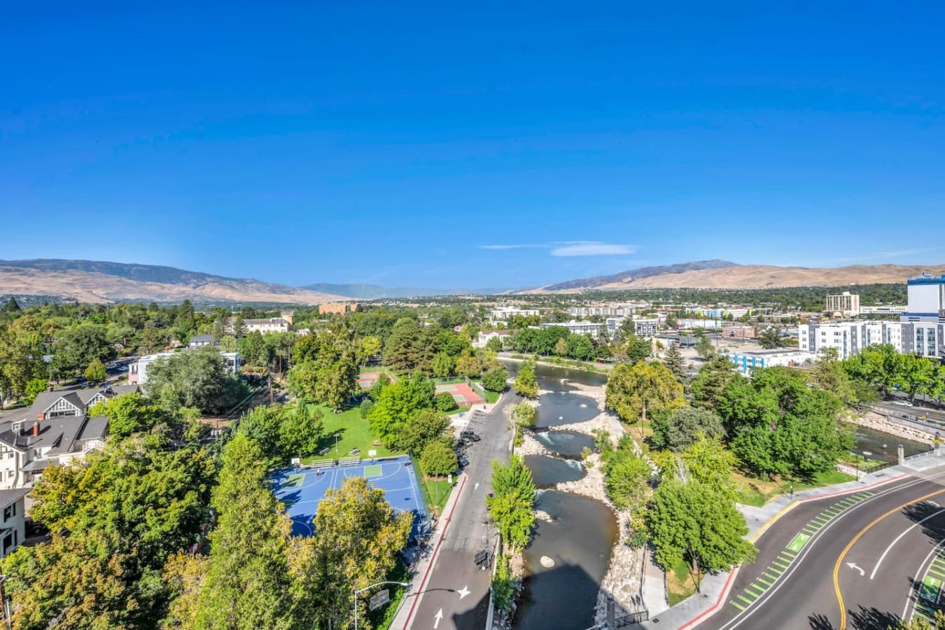 A sweeping Reno outlook with the Truckee River winding below.