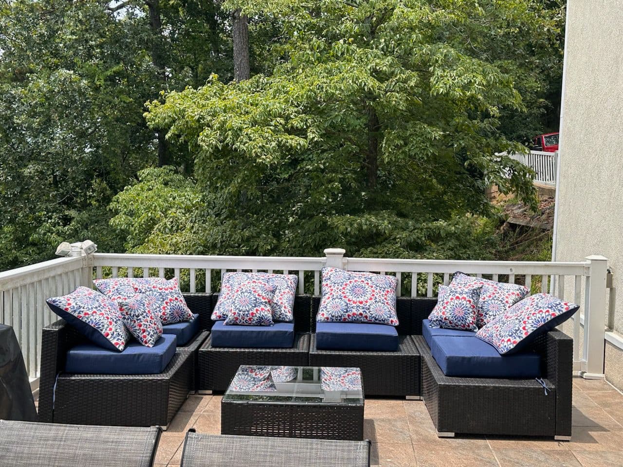 Outdoor Patio: Relax on stylish seating surrounded by nature's beauty and vibrant decor!
