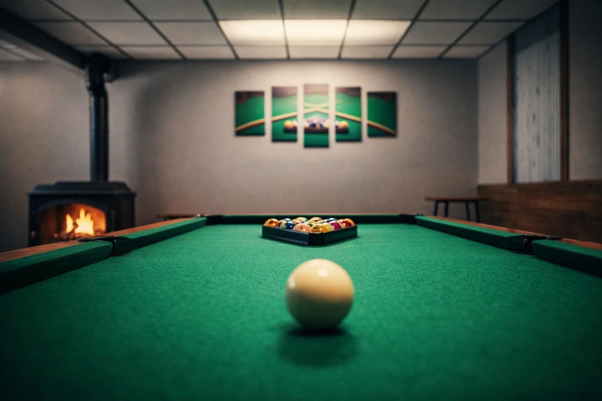 Game Room: Unwind by the fireplace while perfecting your pool skills with friends!